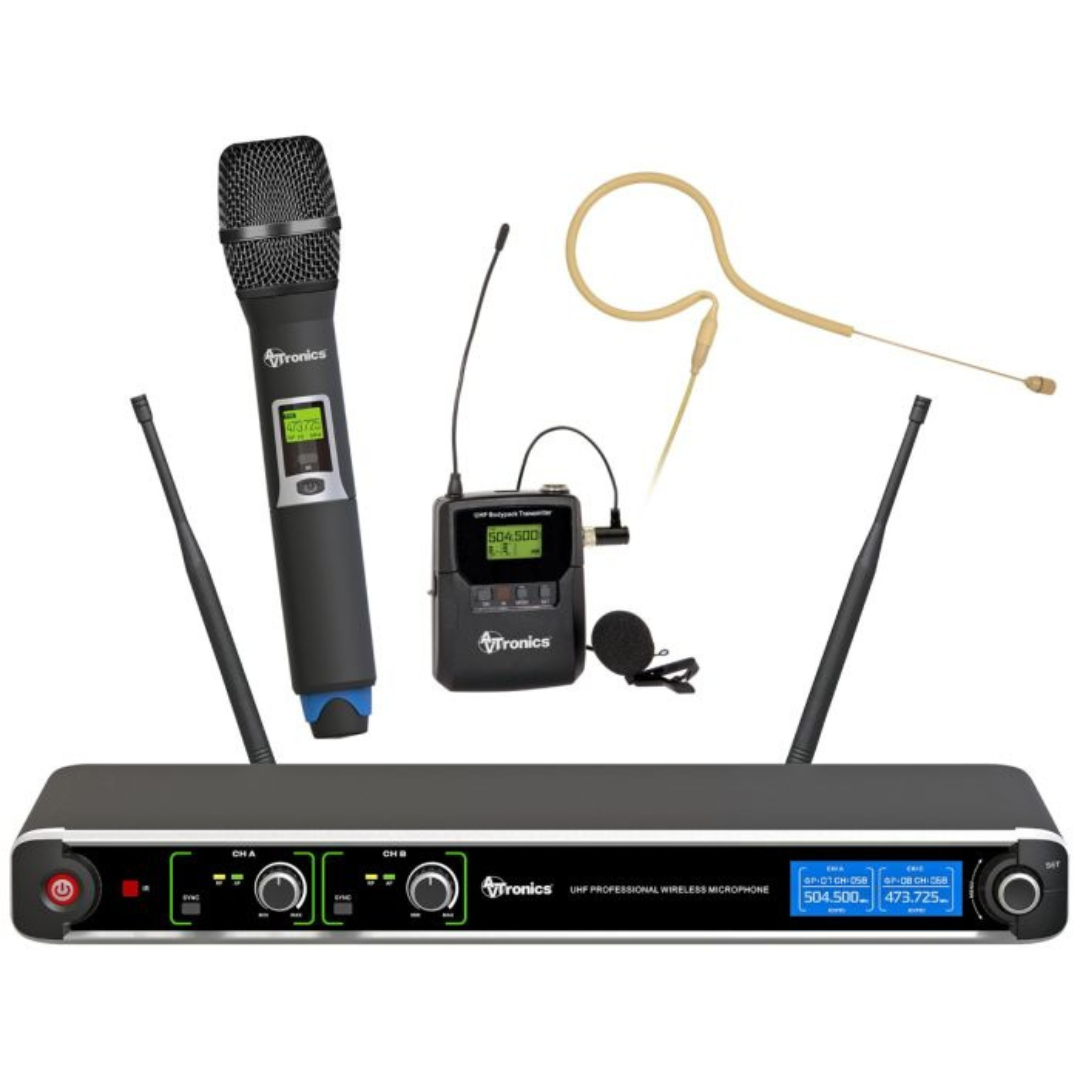 AVTronics Versatile Microphone Bundle SYSAVTHLKX7 Handheld, Lapel, & Earworn