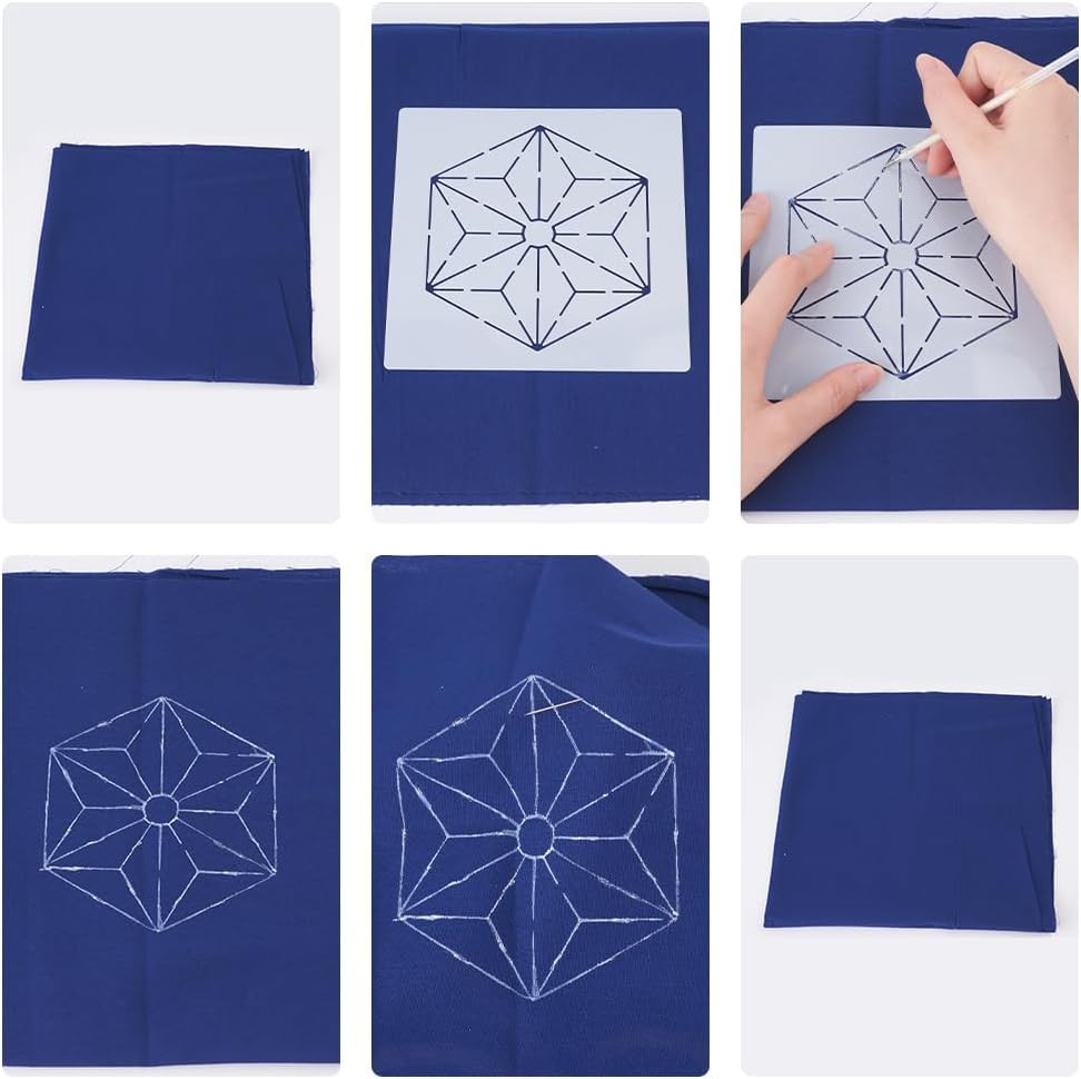 12Pcs Sashiko Stencils Sashiko Embroidery PET Template Drawing Line Template for