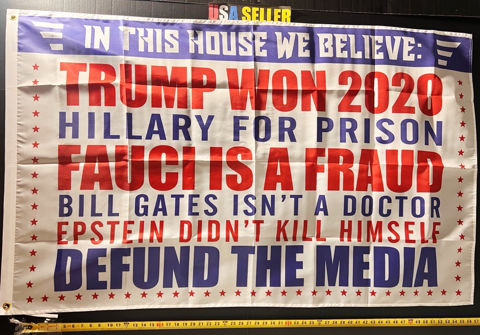 Donald Trump Won 2020 Flag FREE USA SHIP Clinton Faucci Frauds America Sign 3x5'
