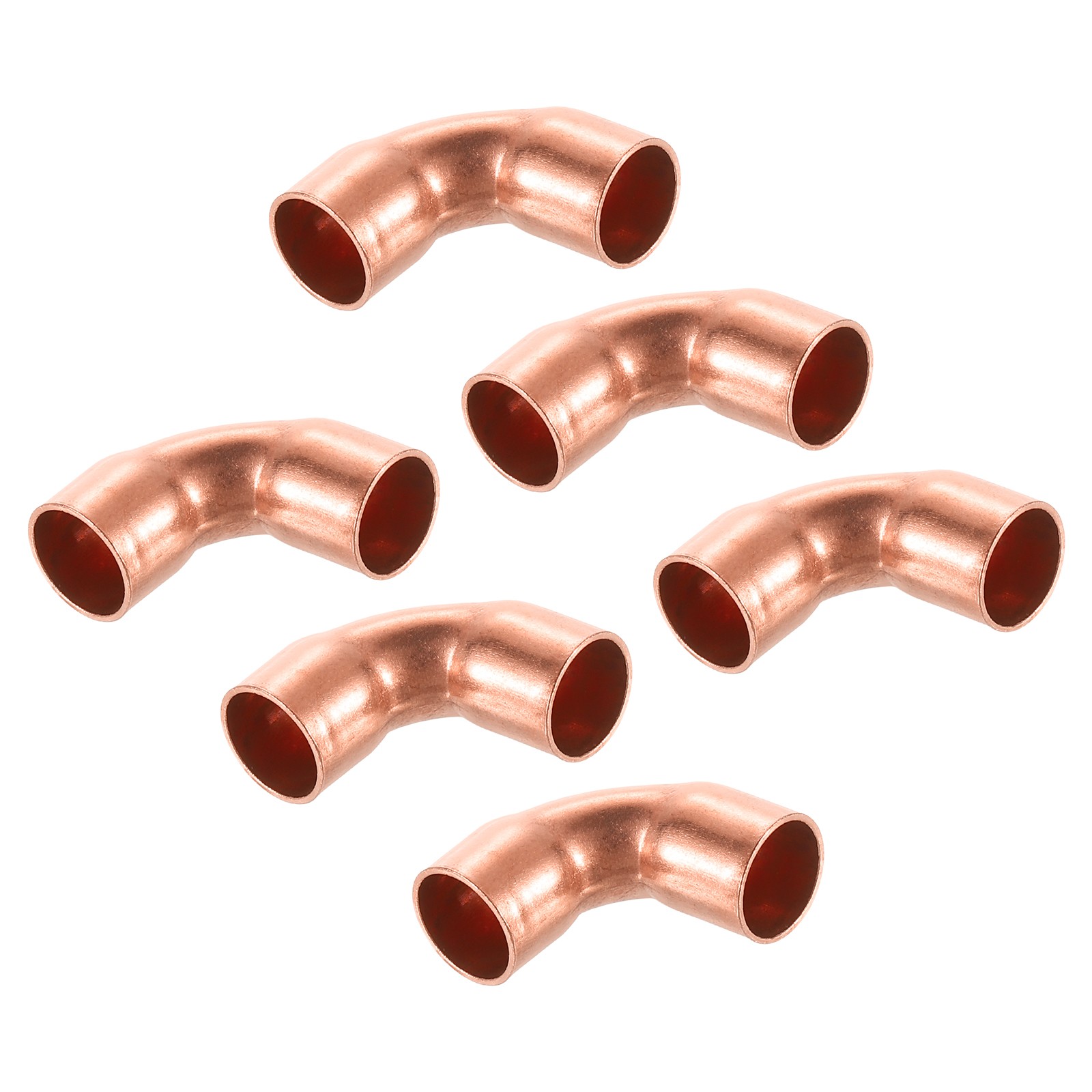 6 Pcs 0.37 Inch 90 Degree Pipe Fitting with Sweat Solder, 0.91x0.91x0.03inch