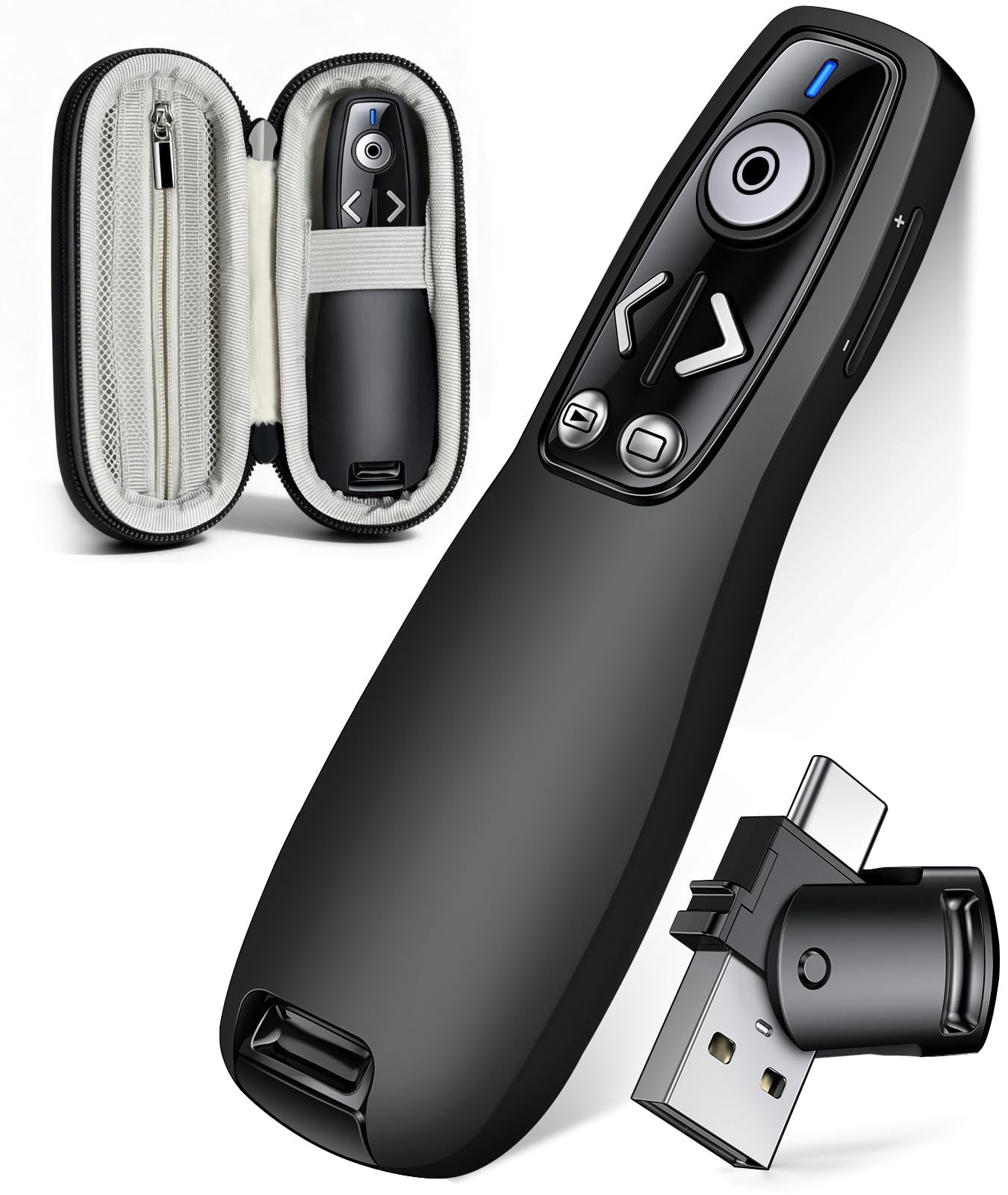 Wireless Presenter with Carry Case, Presentation Clicker with Protective Stor...