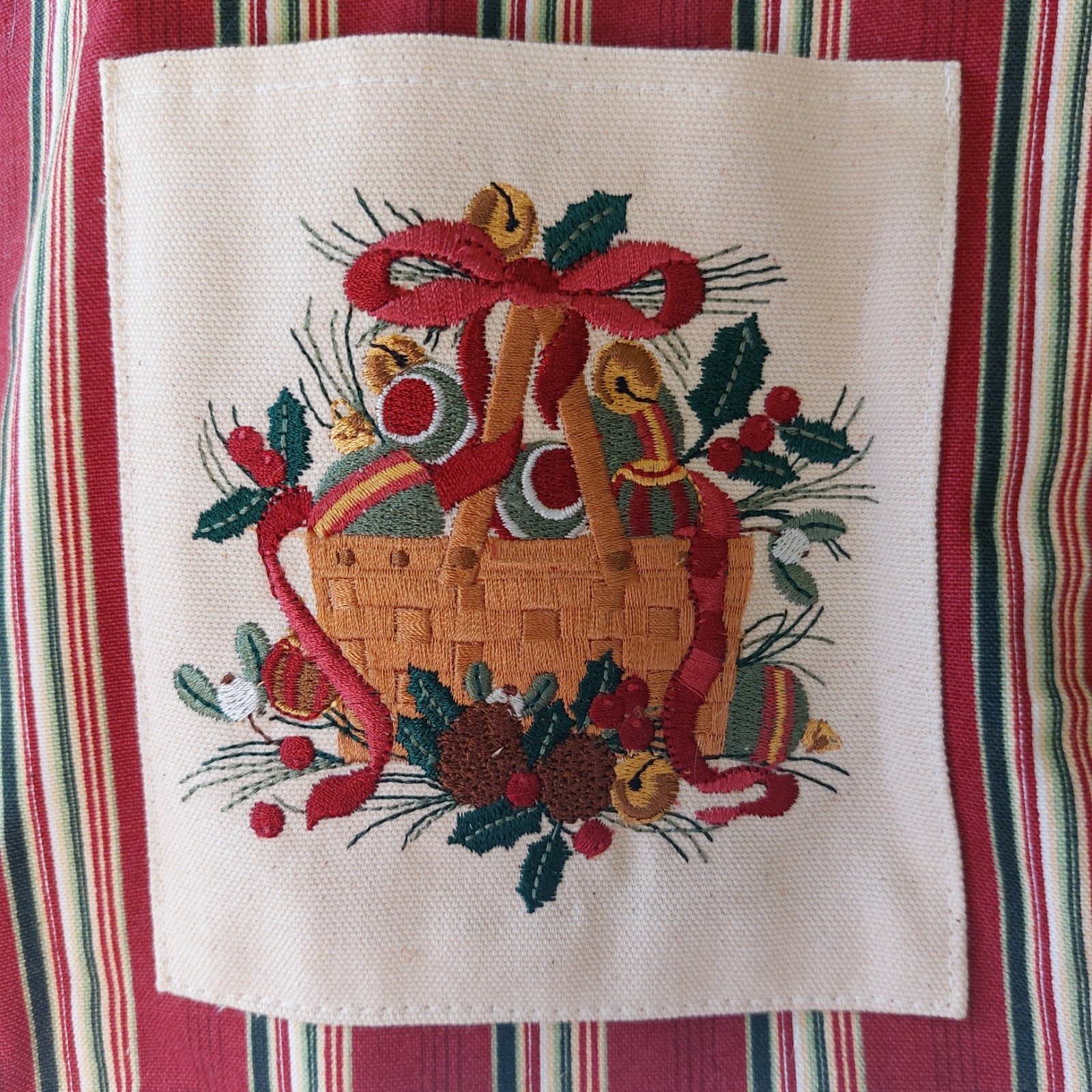 Longaberger Christmas Holiday 2005 Embroidered Canvas Gift Tote Bag 9"x7.5"x4"