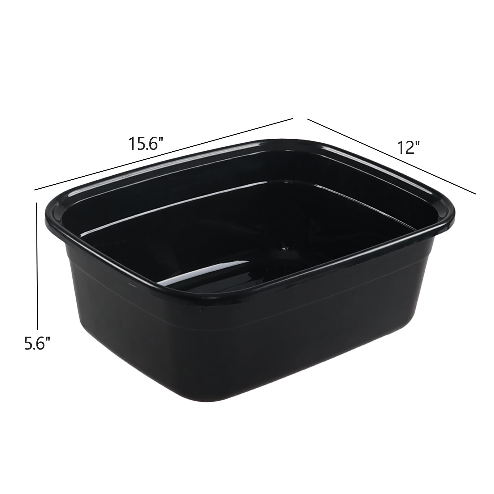 14 Quart Plastic Dish Pans, Black Wash Basin, Black