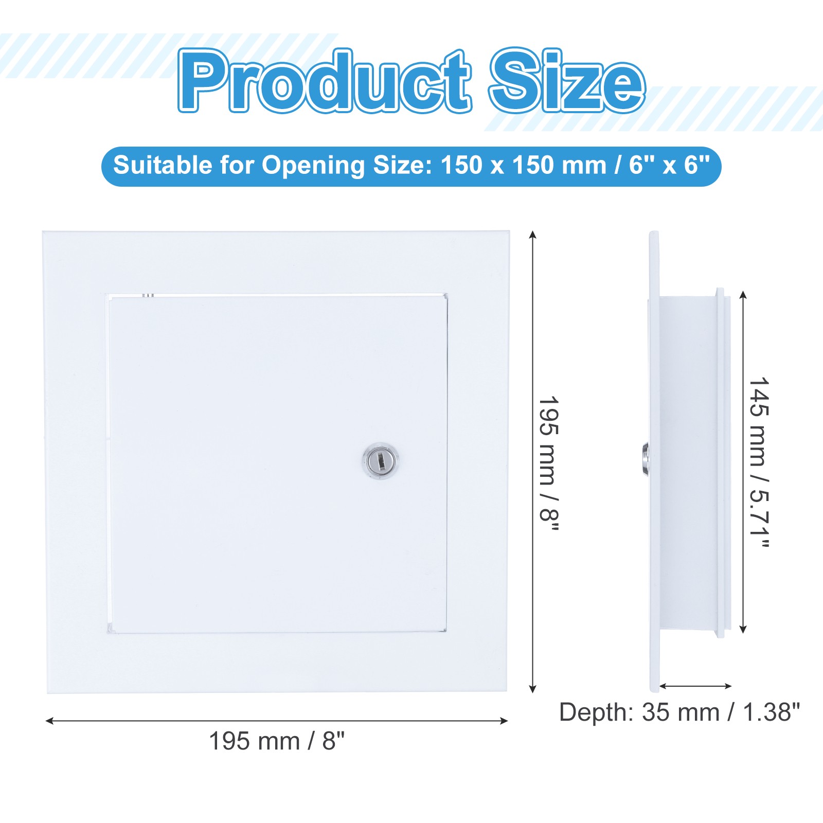 Access Panel (6"x6") Plumbing Access Door Lock-in Installation With Key, White