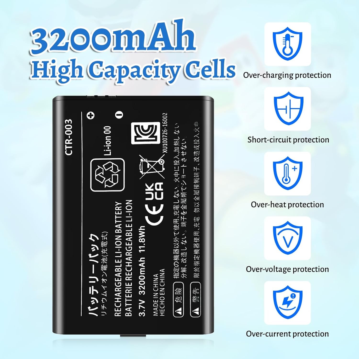 3DS Battery Pack [3200mAh] (2025 New Upgraded),CTR-003 Compatible...