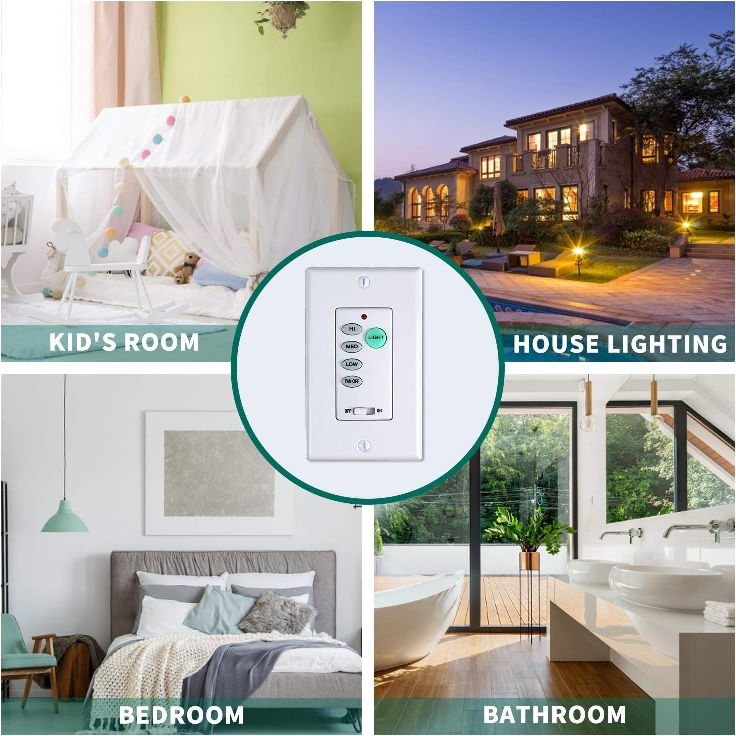 Ceiling Fan Remote Control Wall Switch - White