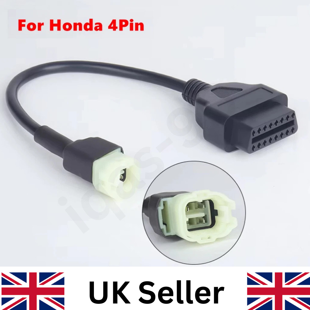 For Honda Motorcycle OBD2 Cable Adapter Diagnostic Connector 4Pin To 16 Pin