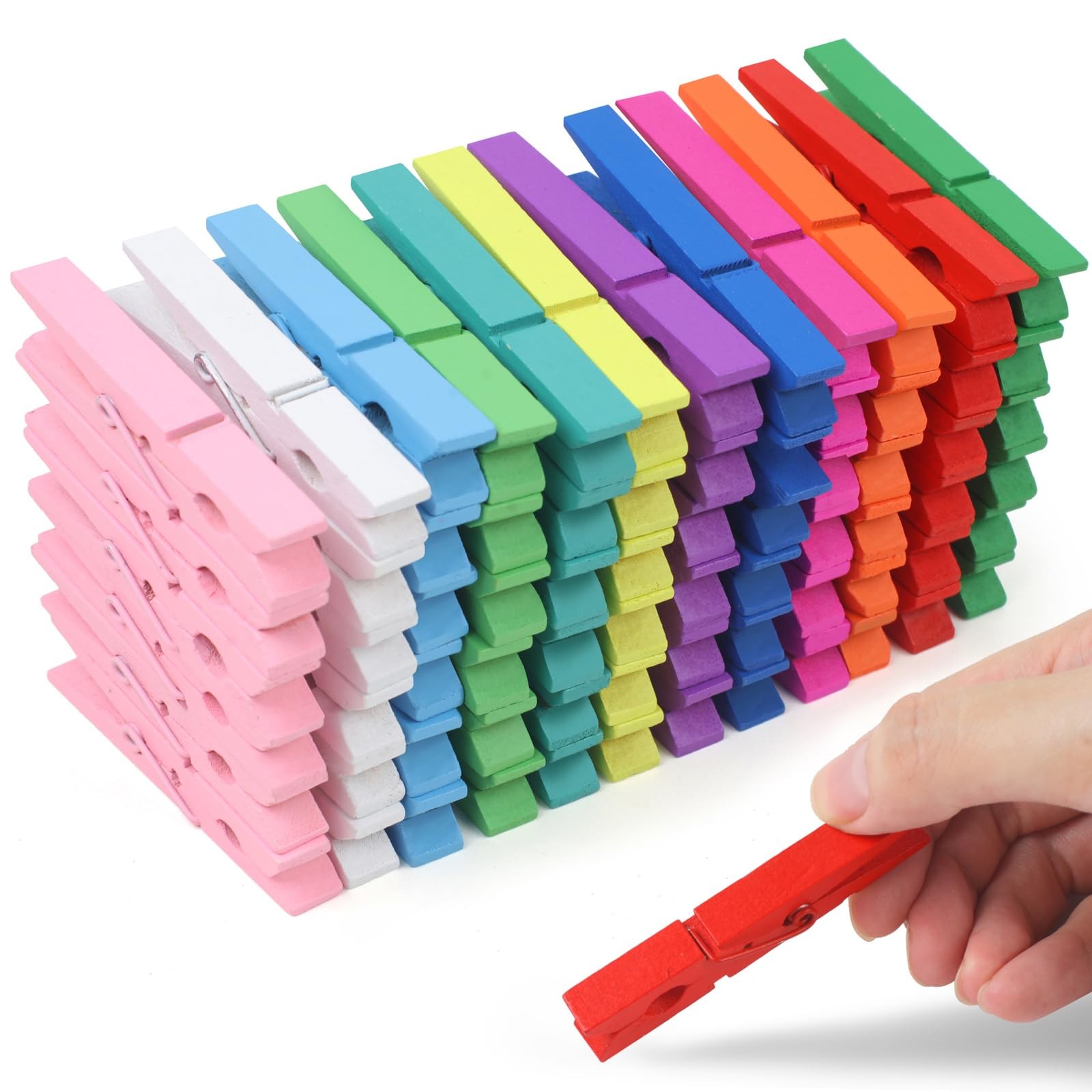 Phinus 72 Pcs Colorful Wooden Clothes Pins, 2.9 Inch 12 Colors