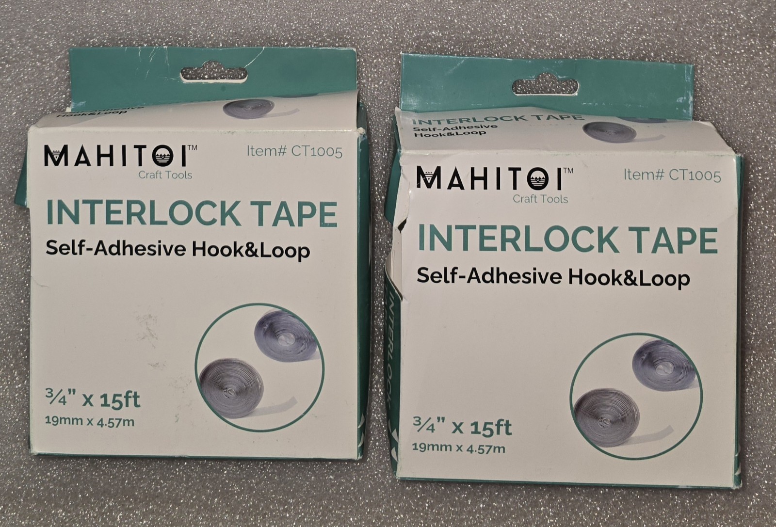 Mahitoi Craft Interlock Tape Self Adhesive Hook & Loop 3/4" x 15' Lot of 2 White