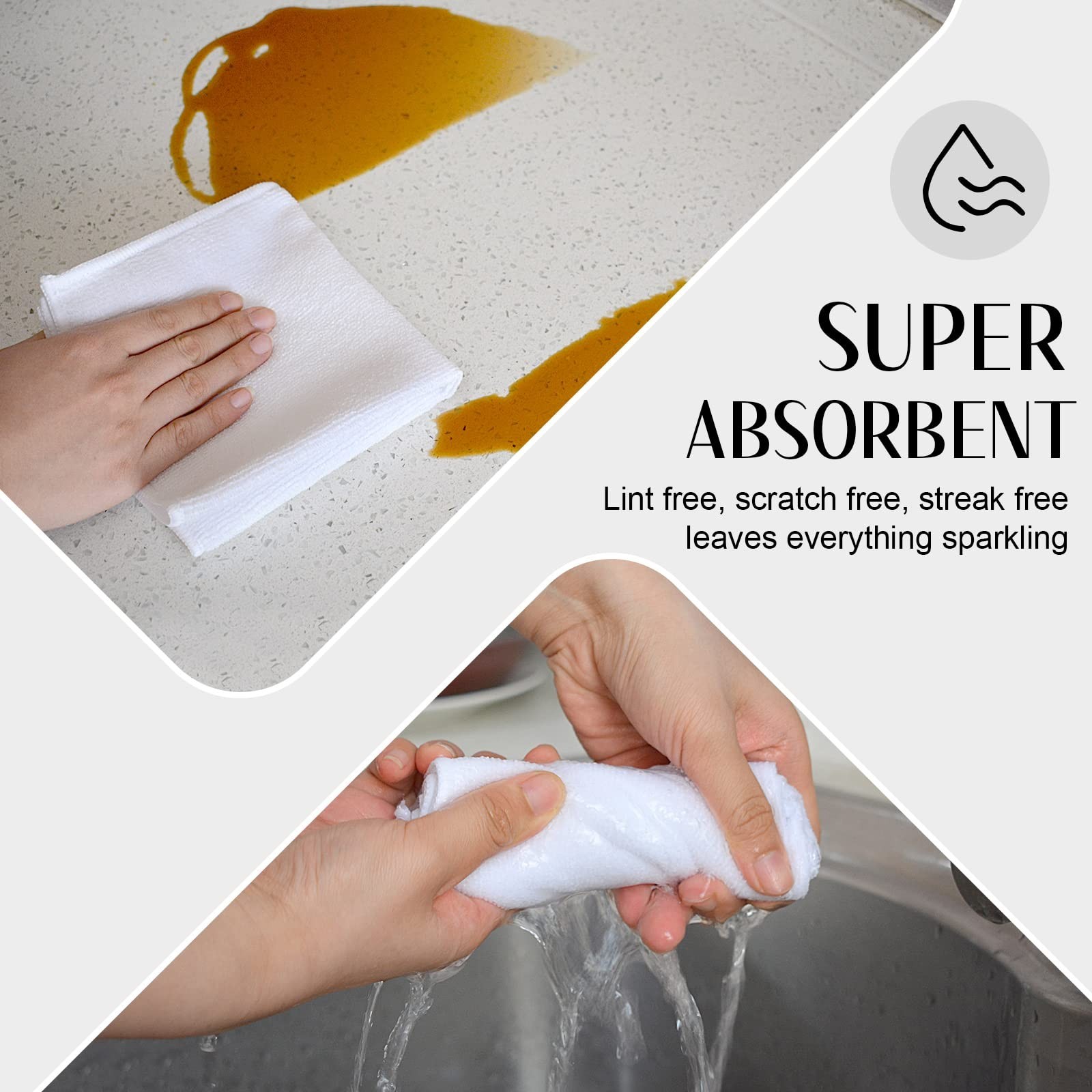 SINLAND Microfiber Cleaning Cloth Dish Cloth Kitchen No Streak Absorbent Dish...