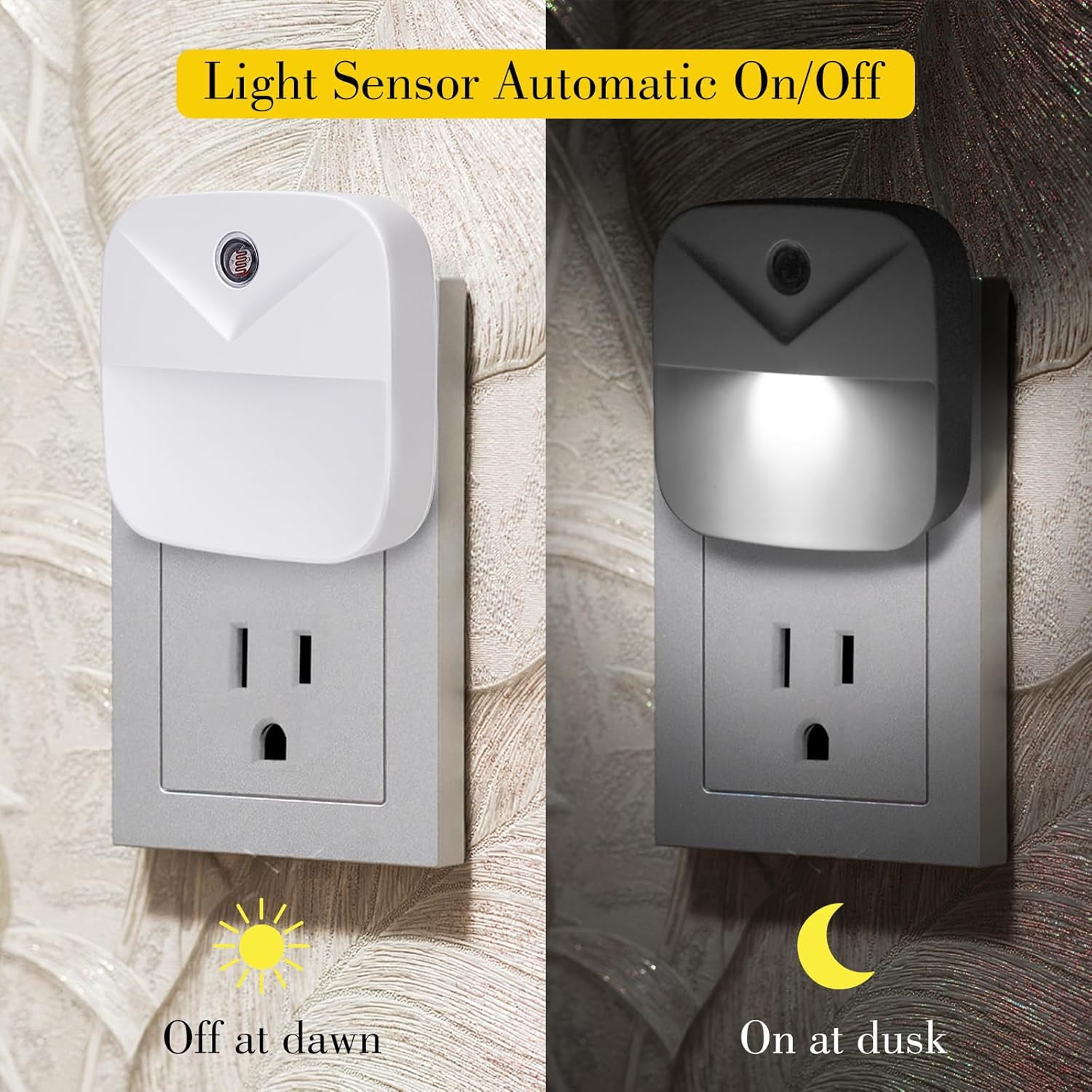 6 Pack LED Night Light Plug into Wall, Daylight White Color Dusk to Dawn Sensor