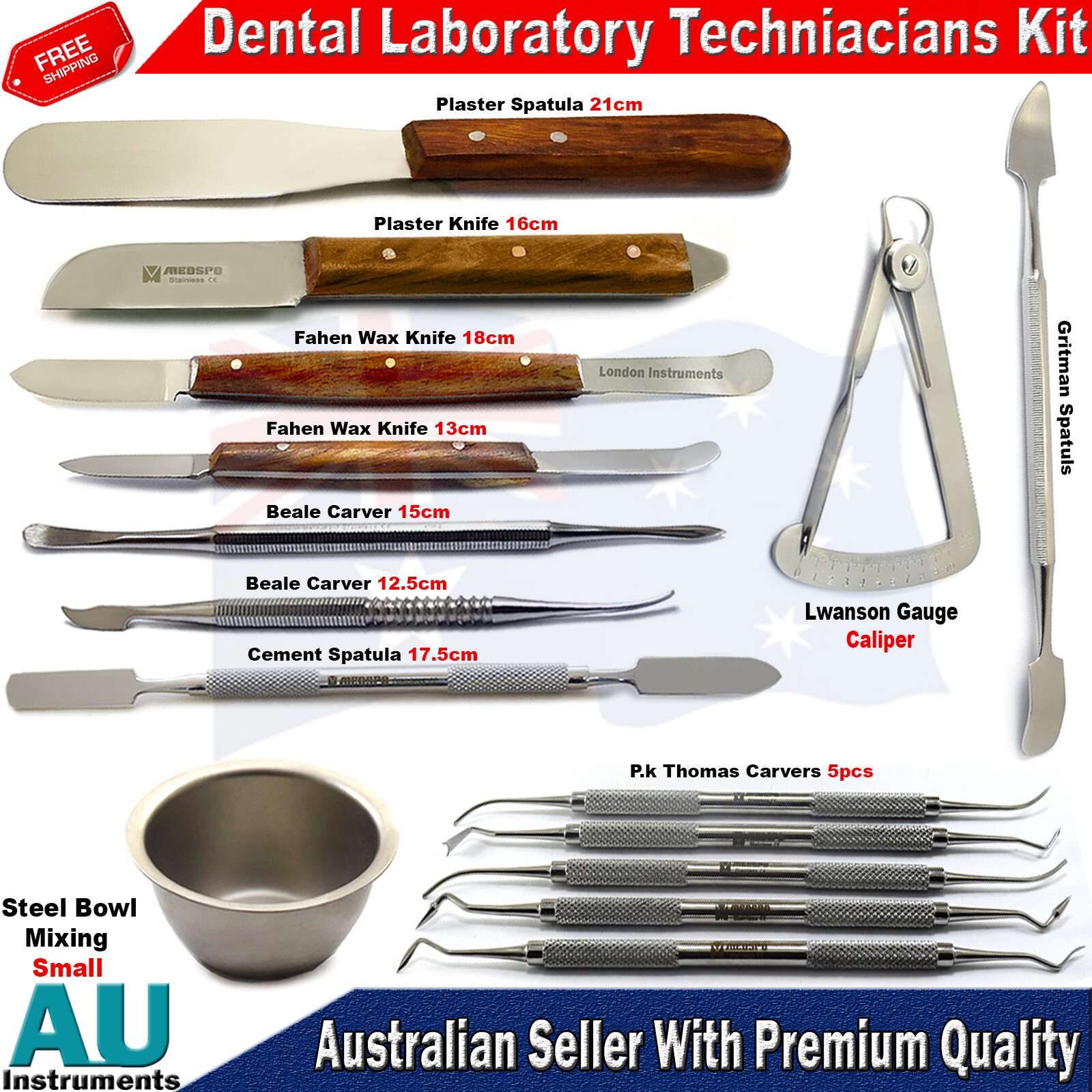 Dental Laboratory Wax & Modelling Kit Pk Thomas Carvers & Fahen Stock Knives Lab