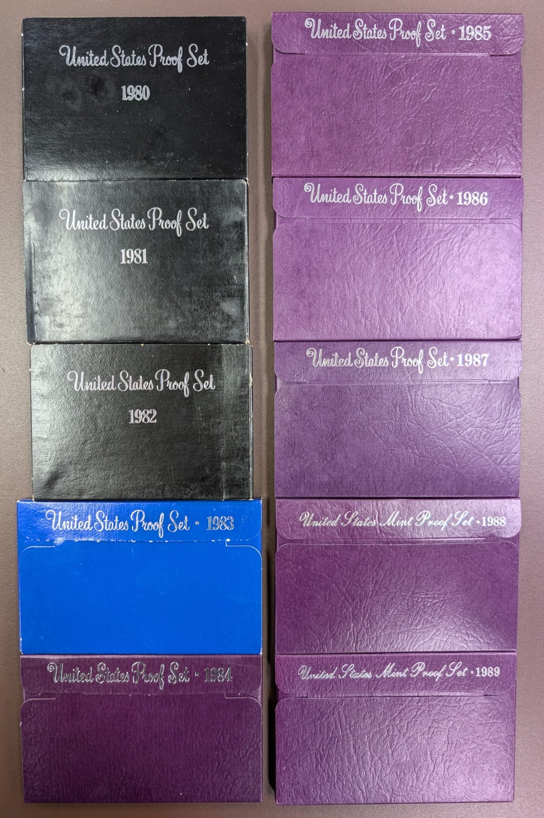 1980-1989 U.S. Mint Proof Sets OGP Box Lot of (10) Annual Sets