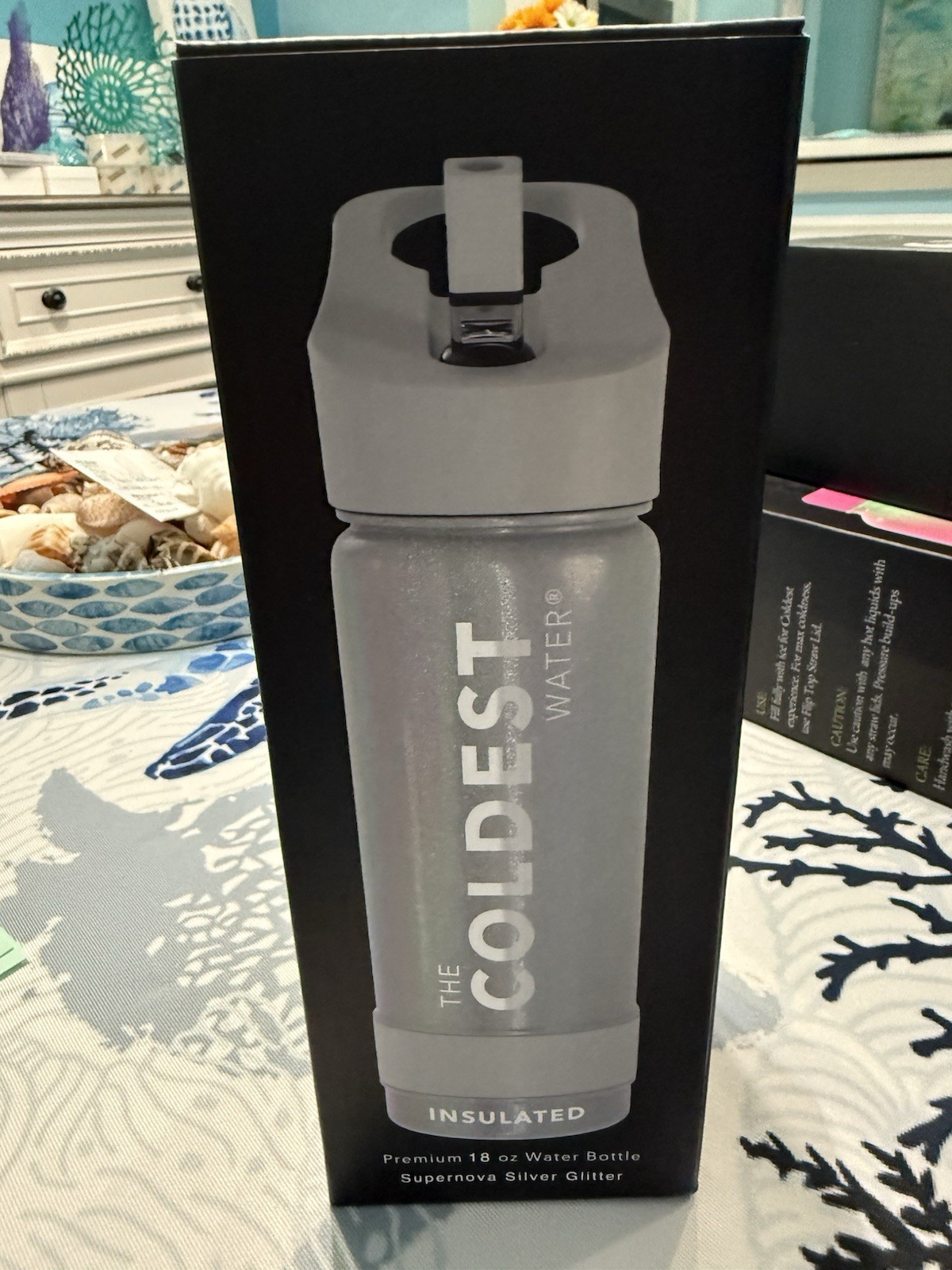 Coldest Premium 18 Ozs Water Bottle Super Nova Silver Glitter