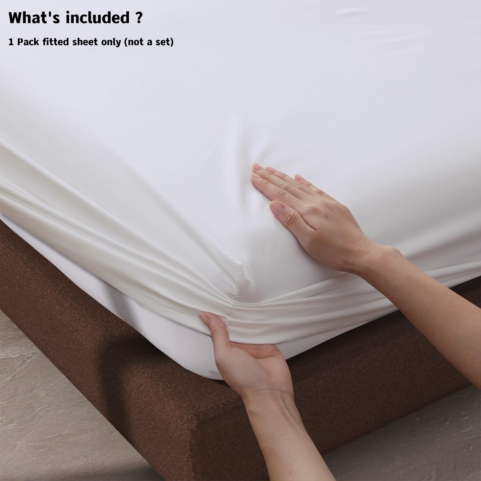 100 Egyptian Cotton Fitted Sheet Full Size White, 600 Thread Count, 8-16 Deep...