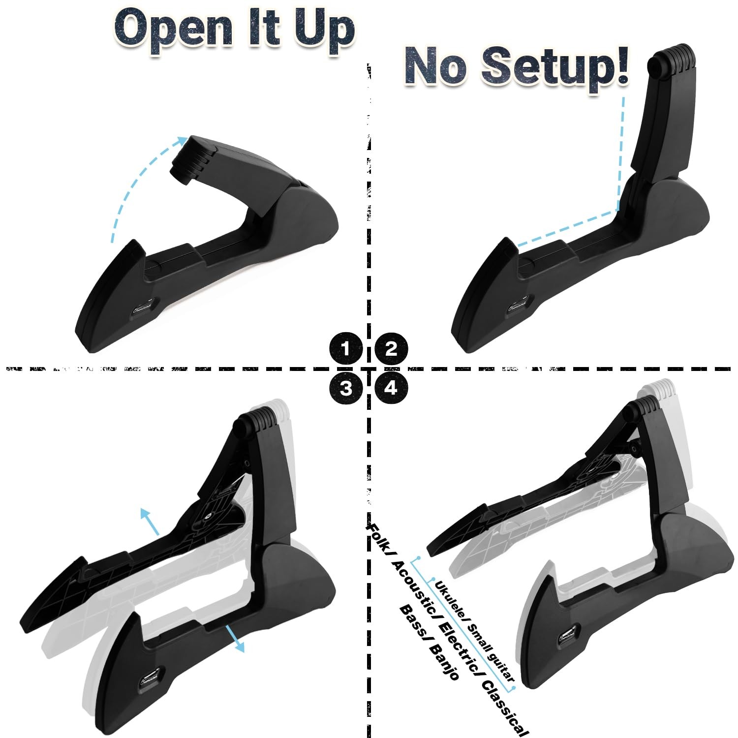 Guitar Stand, Foldable Guitar Stand with Adjustable 2-Width, Sturdy Electric ...