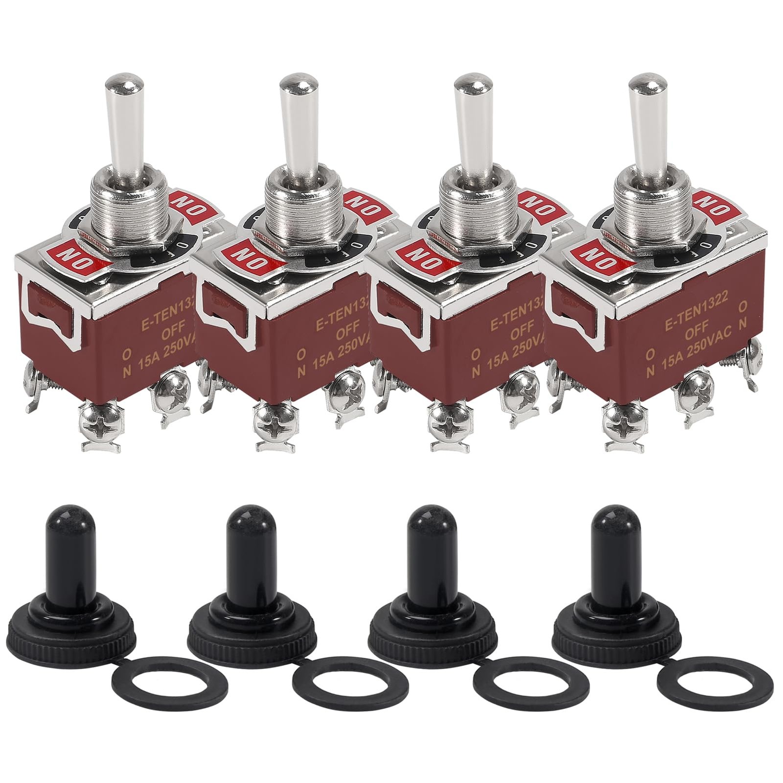 4PCS DPDT Toggle Switch 12V 30A 6 Pin Momentary ON Off ON with Waterproof Cap