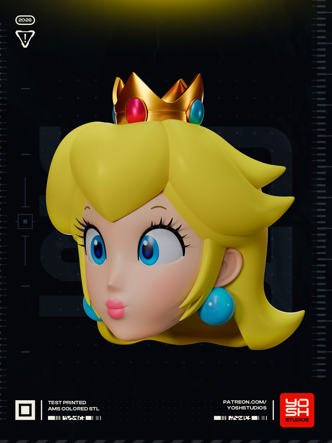 Princess Peach Mask 3D Printed N Color