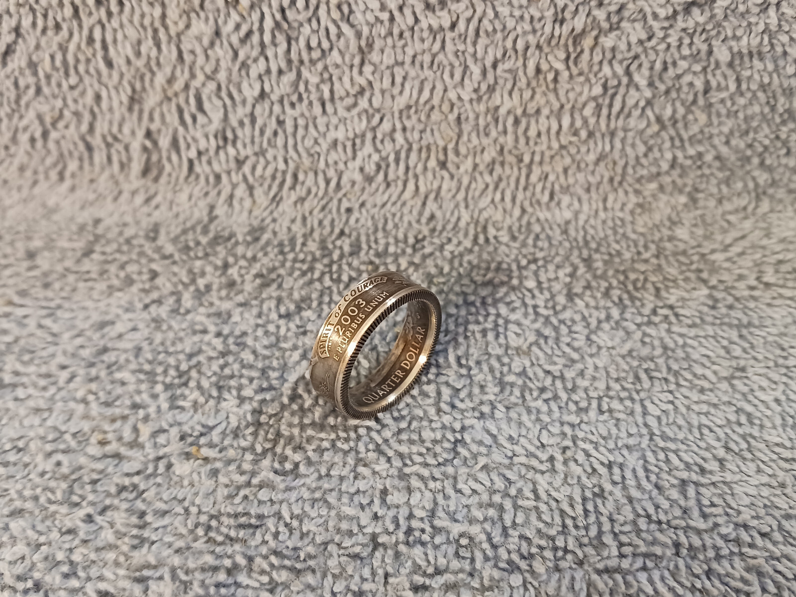 Alabama 90% Silver Handcrafted Washington Quarters coin ring, size 6-1/2 2003