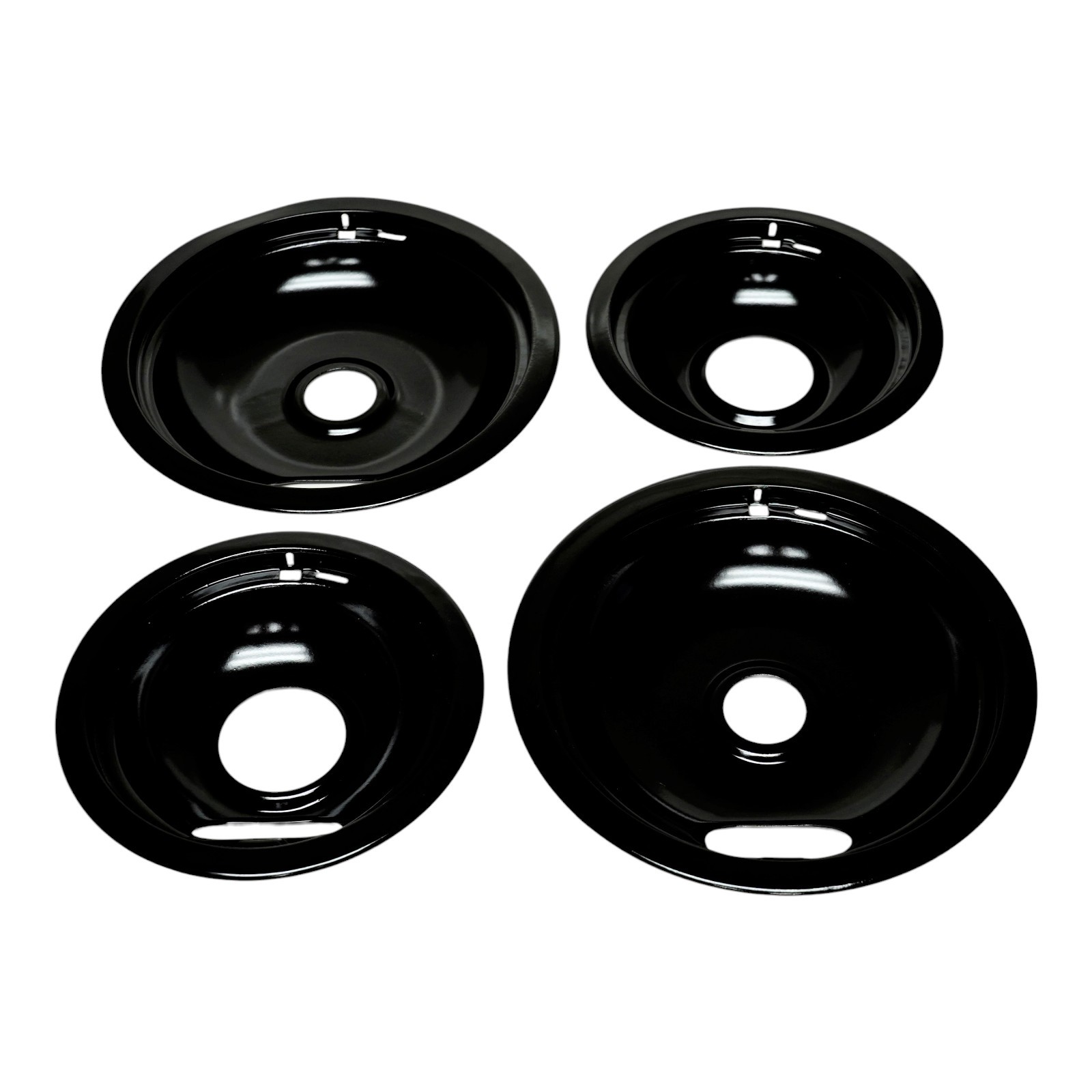 Range Stove Black Drip Pan Set 4 Pack for Whirlpool W10288051 2 Large 2 Small