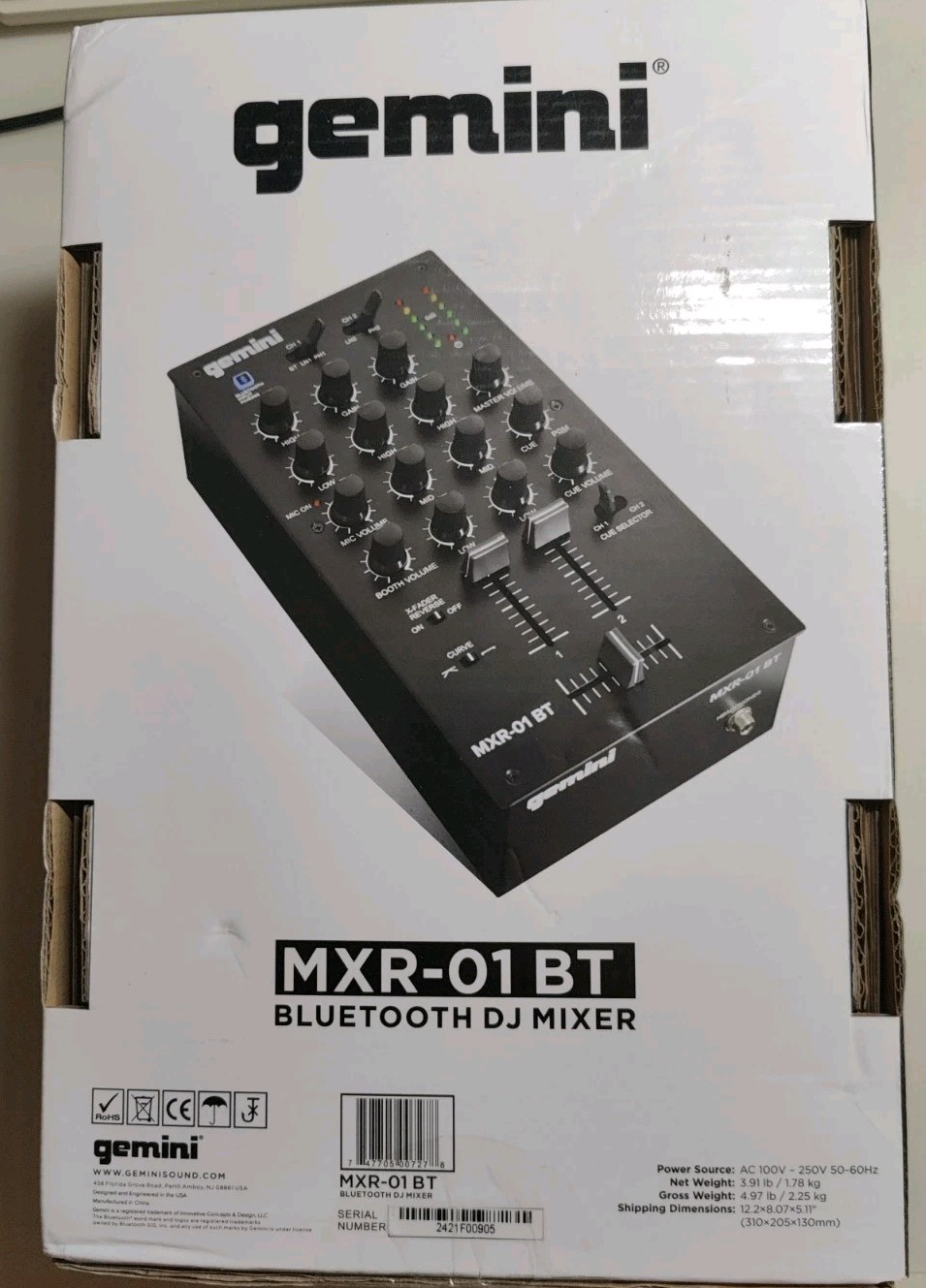 Gemini Audio Equipment MXR-01 BT | 2-Channel Professional Mixers BT Input DJ