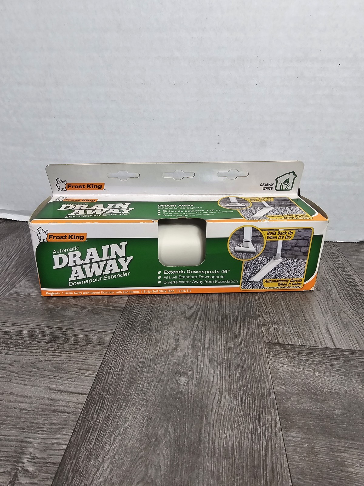 Downspout Extender Plastic 4ft Automatic Tool-Free Fit Standard Draining White