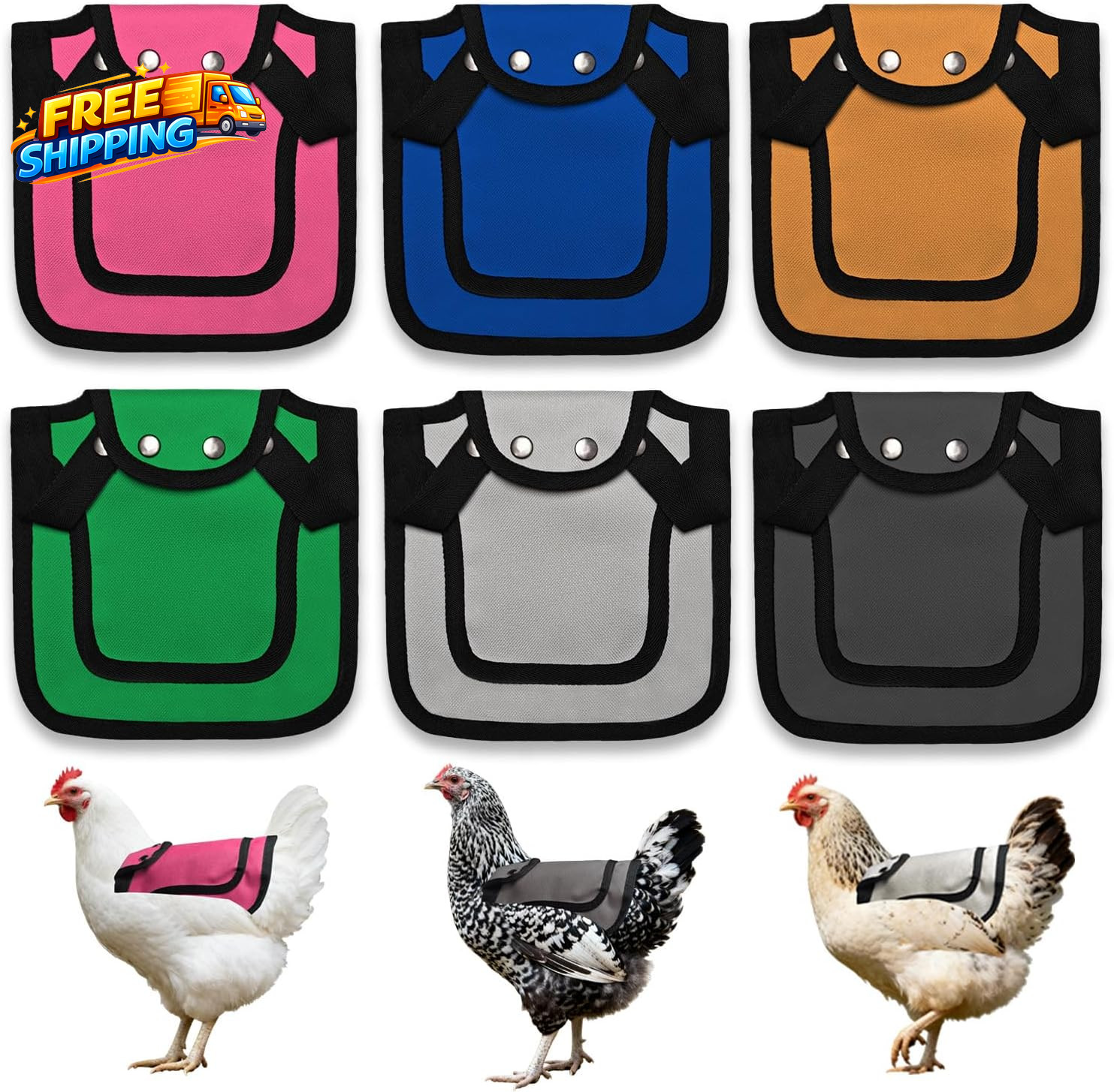 6 PCS Chicken Saddle for Hens Chicken Aprons for Hens with Adjustable Strap Hen