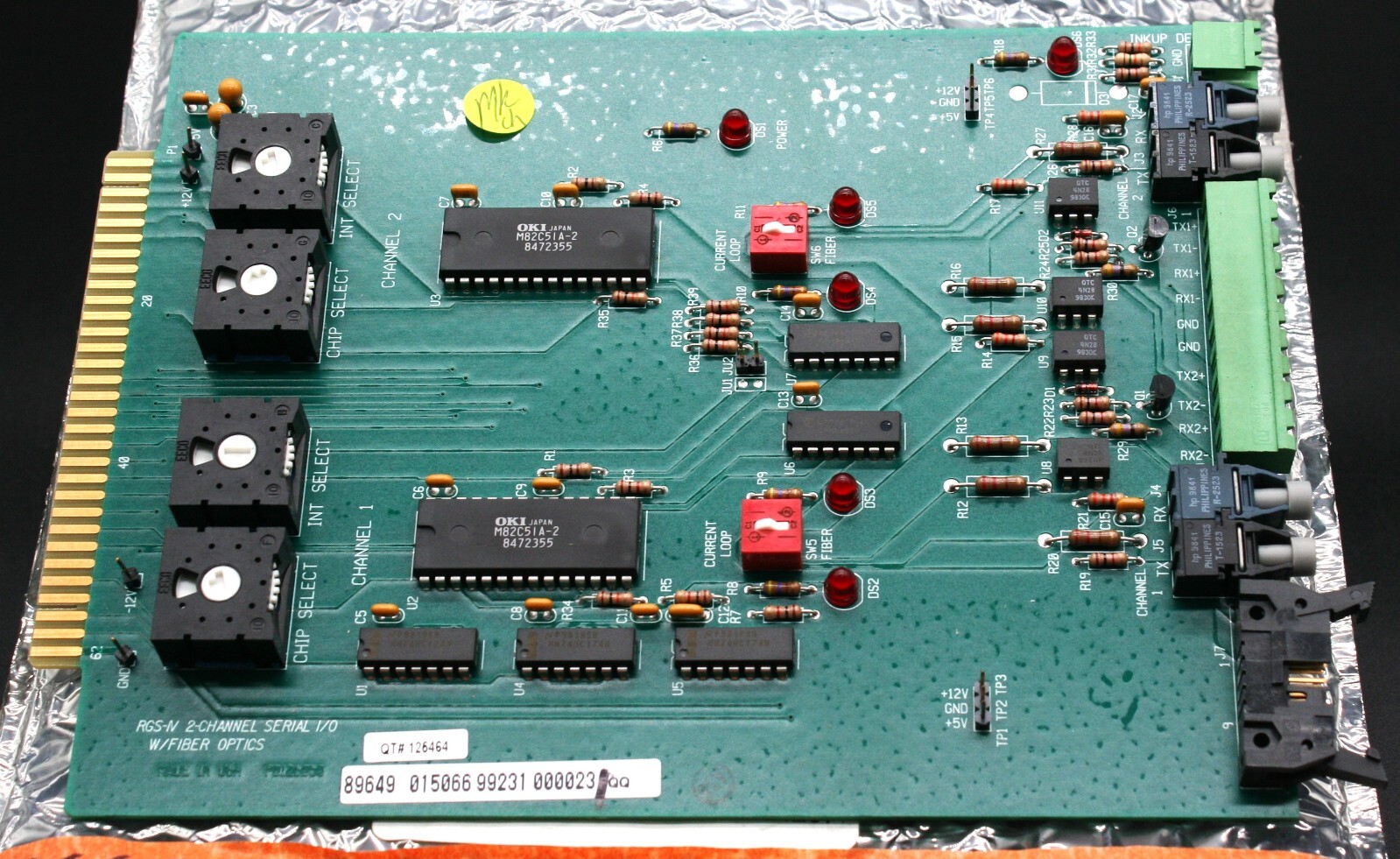 One QuadTech 125464 RGS IV 2-Channel Serial I/O Board QTI  REV B USA