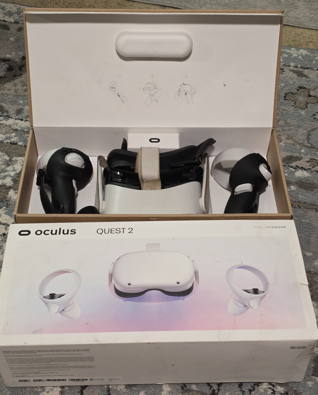 Meta Oculus Quest 2 128GB VR Headset For Parts / Repair See Pics Untested W/Box