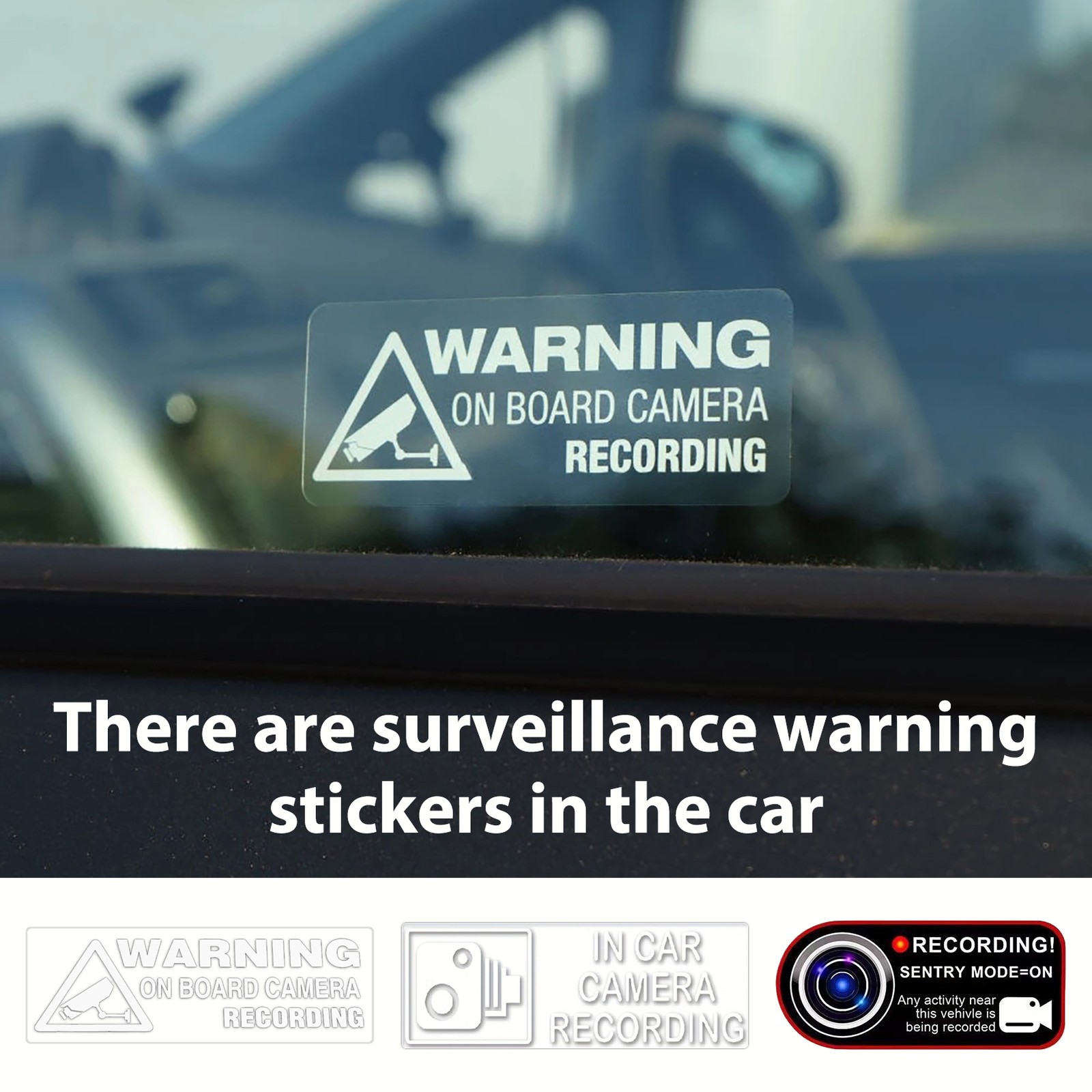 2X Window Bumper Decal Camera Recording Warning Stickers Waterproof PVC Security