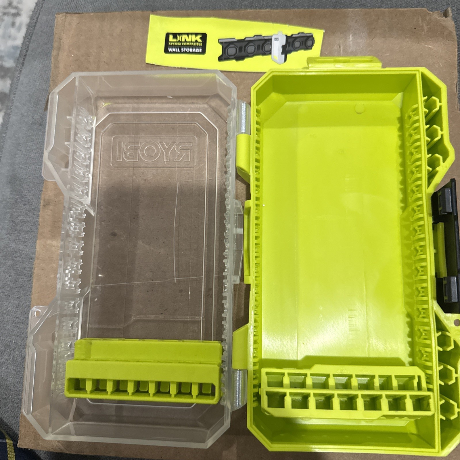 New Empty Ryobi Hard Box Storage Drill Bits  Organizer link Wall Sys Compatible