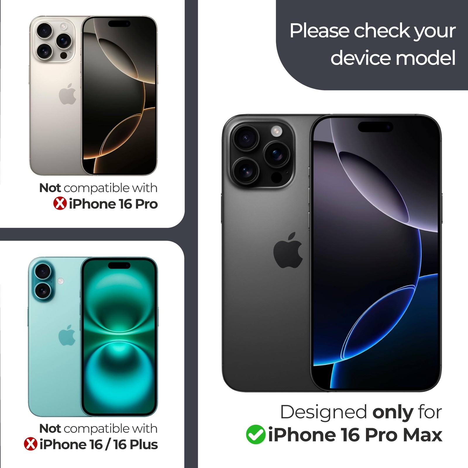 MilitaryShield HD Clear Film Screen Protector for 16 Pro Max 2 Pack