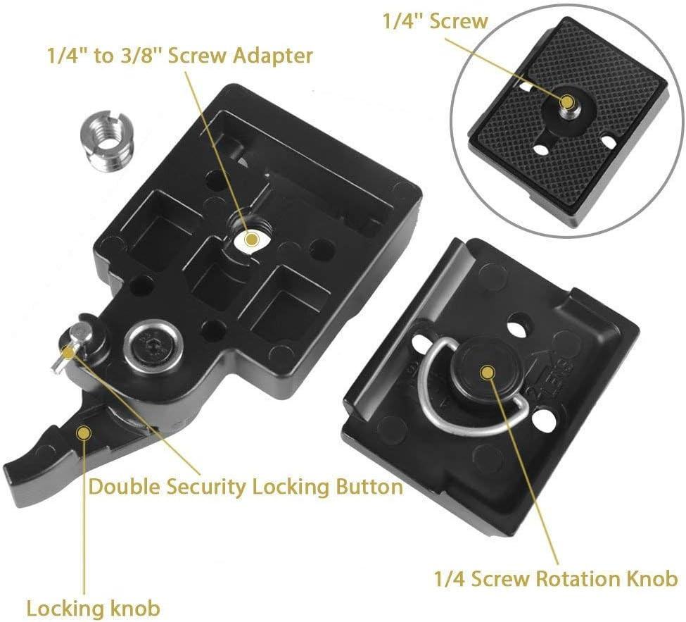 323 RC2 Quick Release Plate, Metal Rapid Adapter with 1/4" and 3/8" Camera Screw