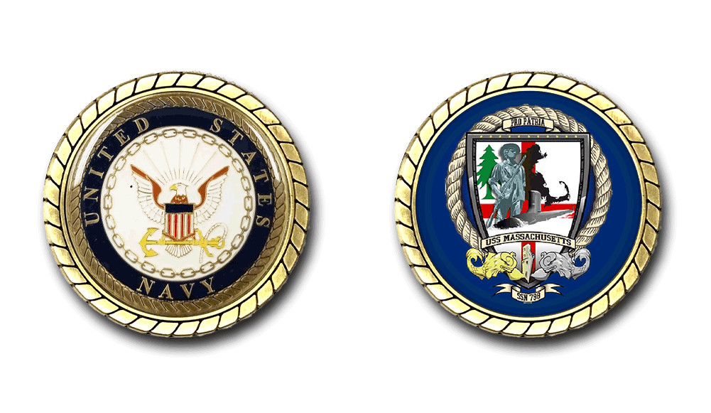 USS Massachusetts SSN-798 Emblem US Navy Challenge Coin Officially Licensed