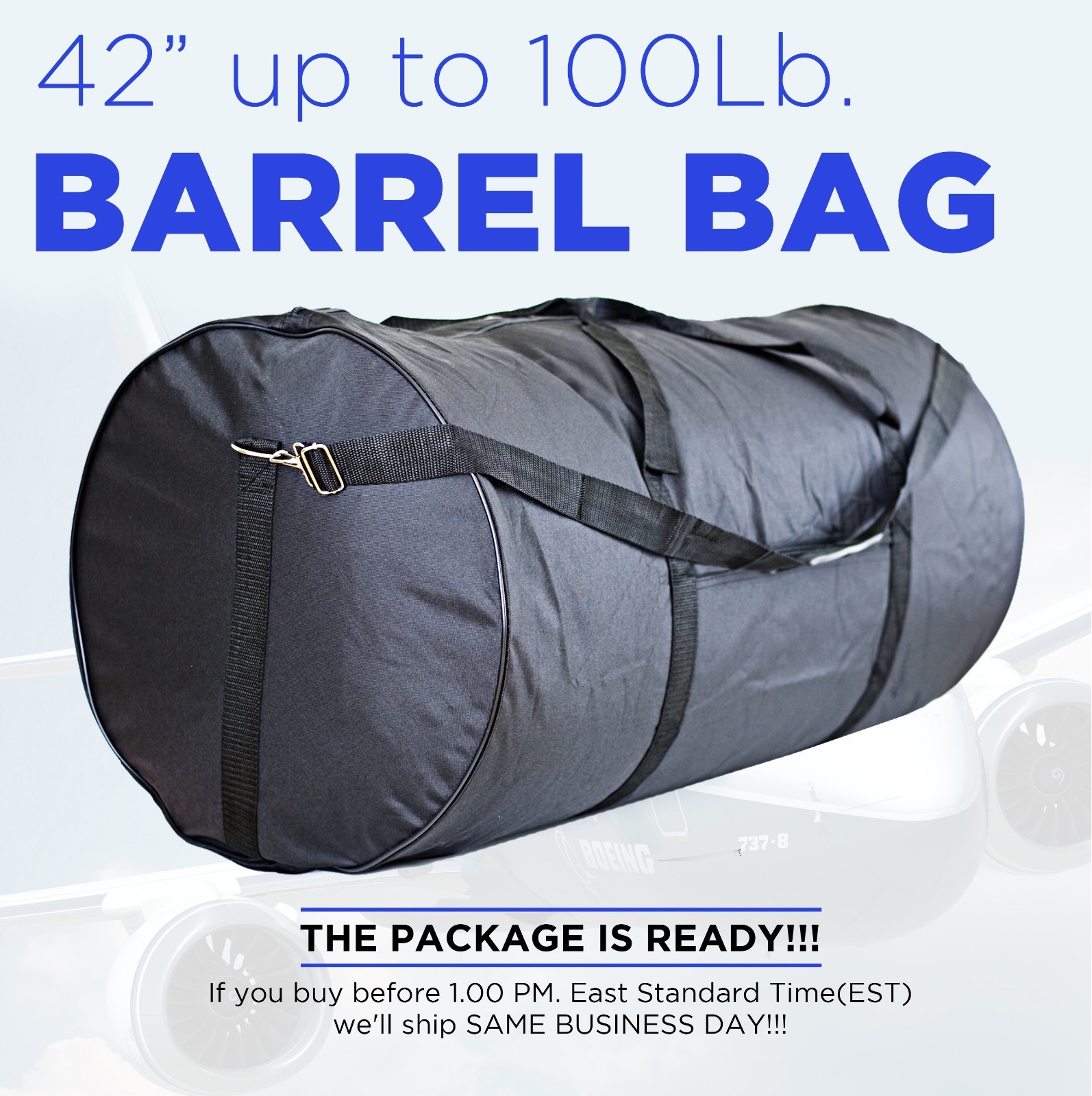 Travel Barrel Bag Maletin Gusano Tote Storage Gym 42" 100 Lb Capacity Black New