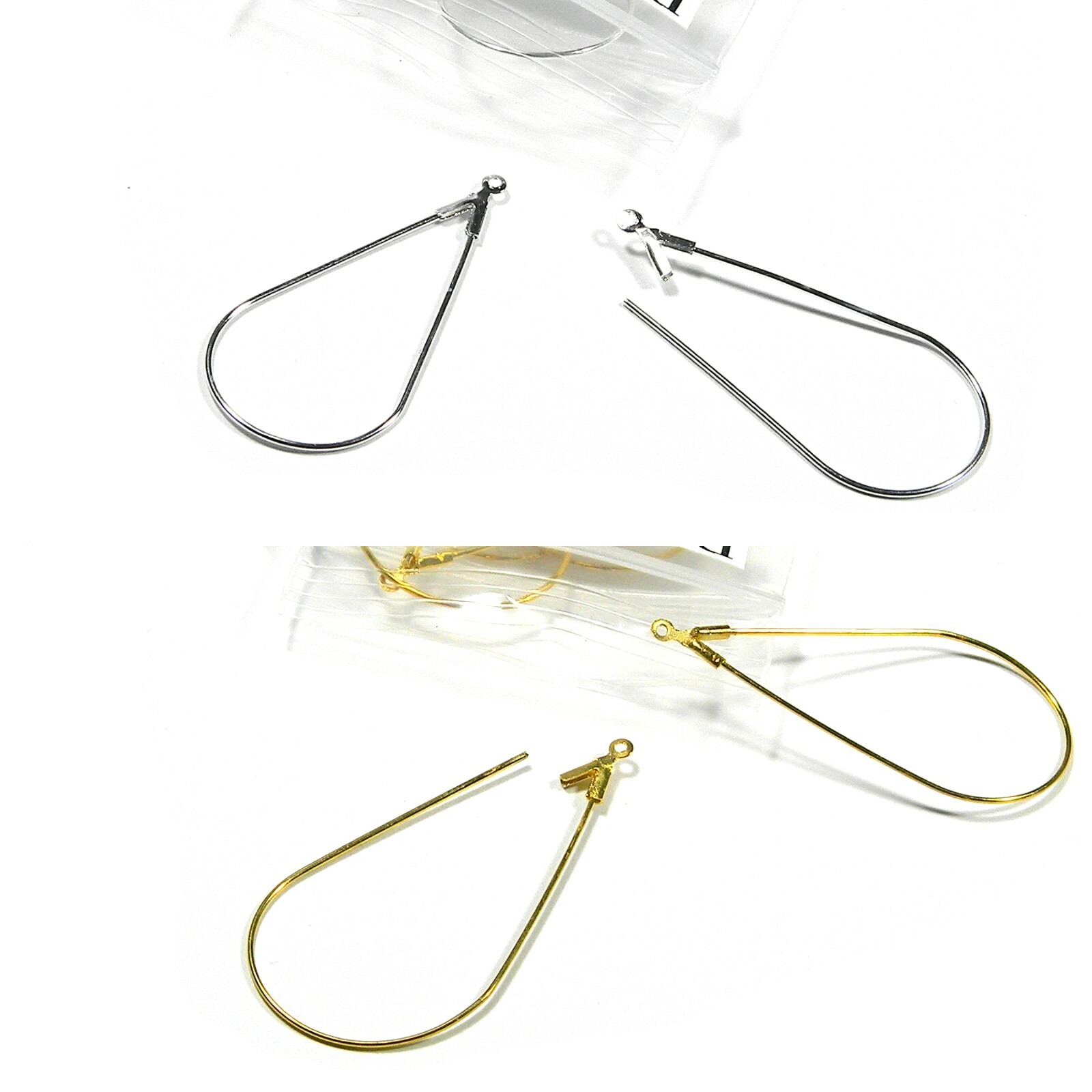 20 Plated 1 5/8 inch Teardrop Wire Hoop Chandelier Earring Findings with Loop