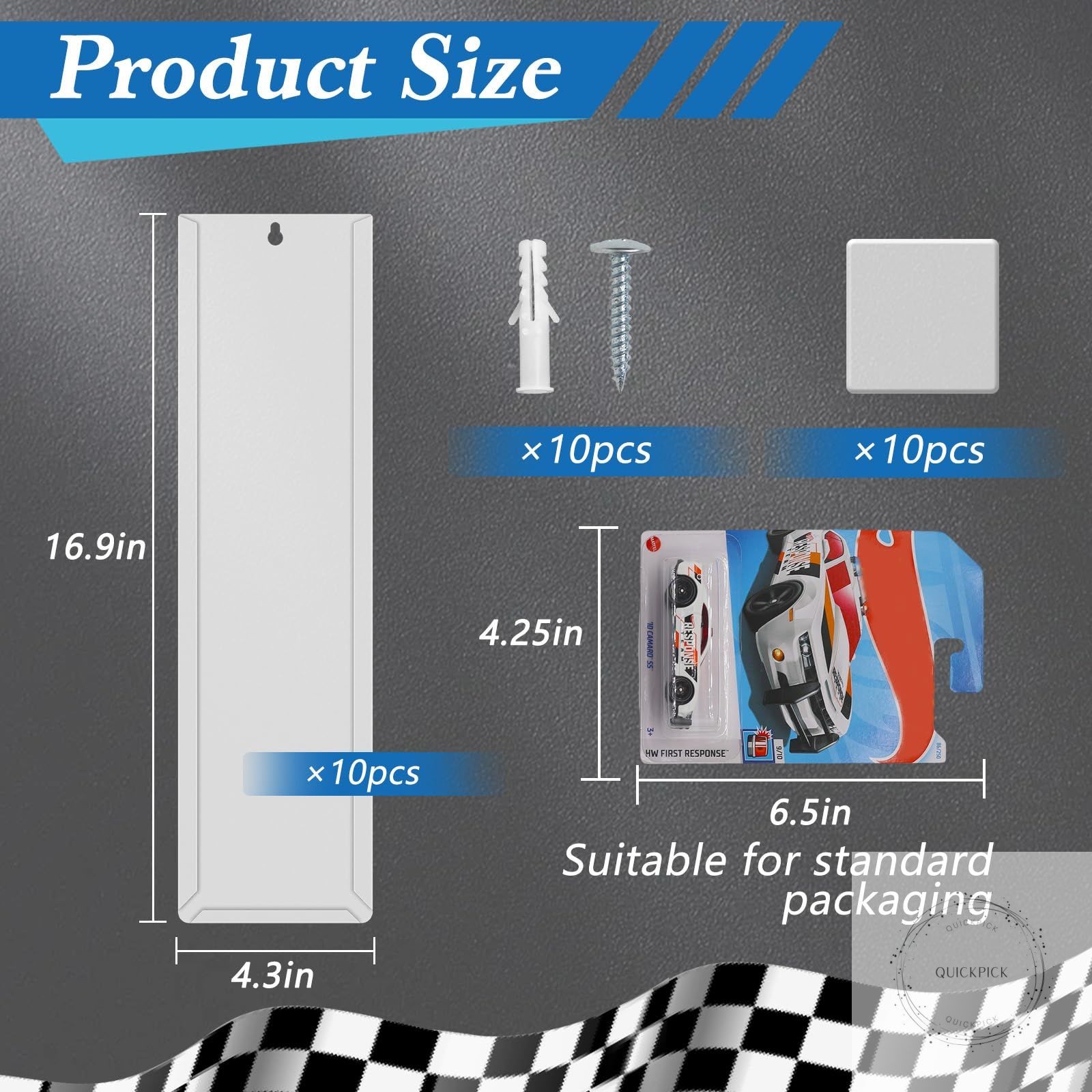 10 Pcs Model Car Display Case Wall Mount Compatible with Hot Wheels Match-Box
