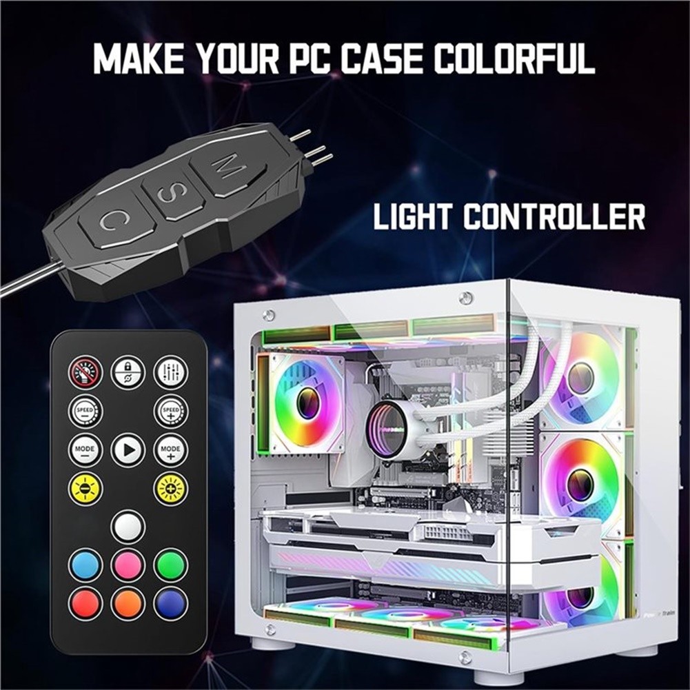 ARGB Controller with Remote 5V 3-Pin RGB Lighting Control for PC Build