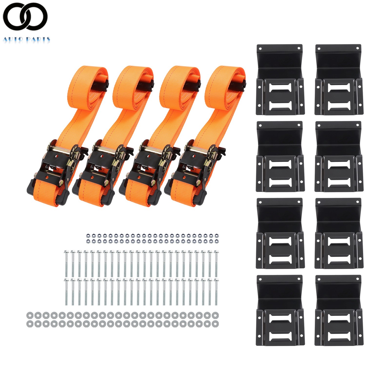 2 Pack Wheel Chock Tie Down Strap Kit For Trailer ATV 9' Ratchet Strap Durable