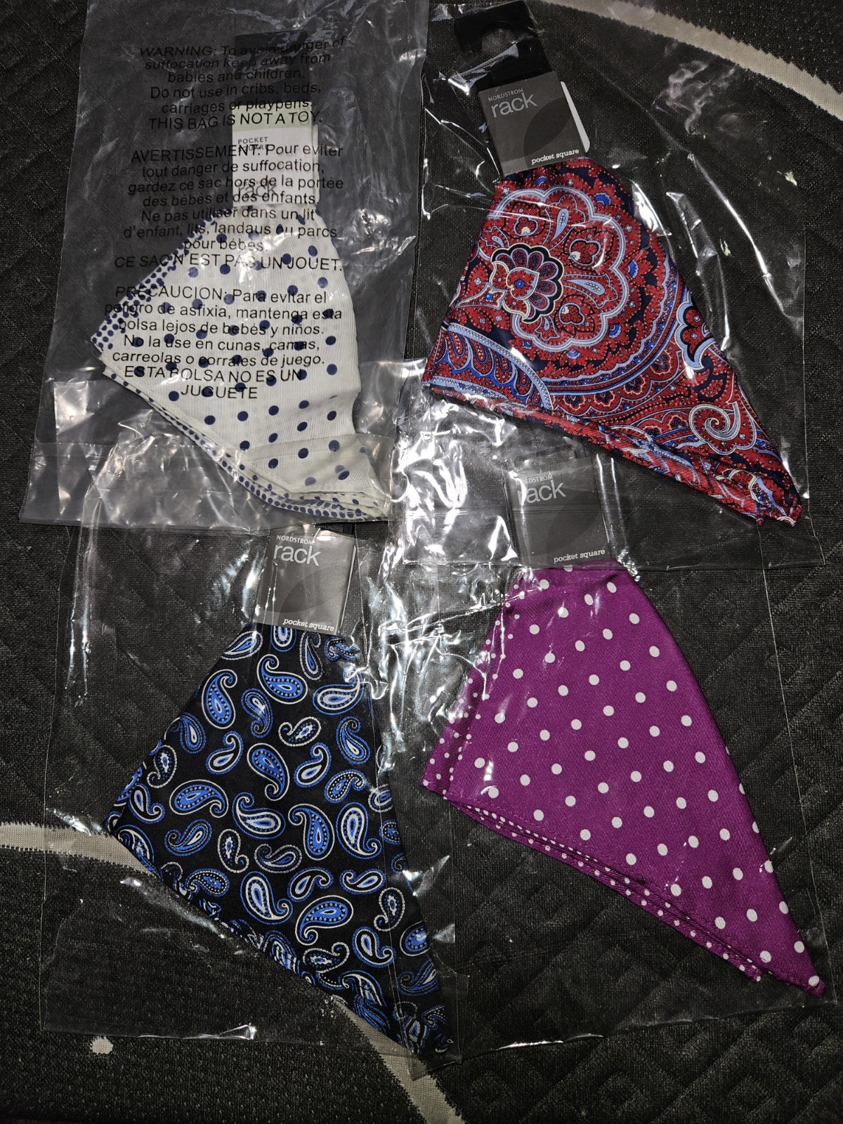 NWT 4-Pack Nordstrom Rack Assorted Silk Pocket Squares