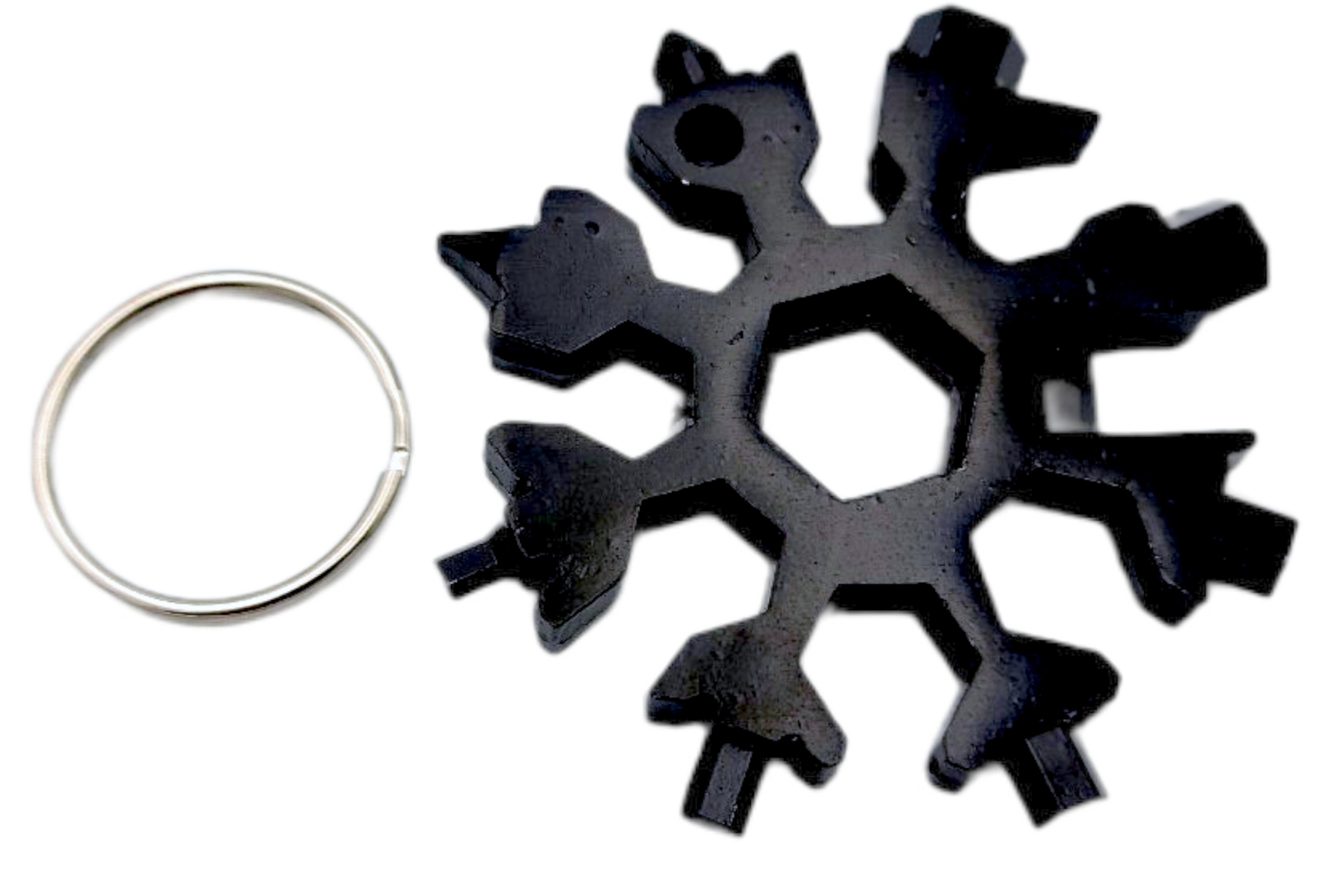 Black 18-in-1 Stainless Steel Snowflake Durable Multi Tool Keyring Perfect Gift