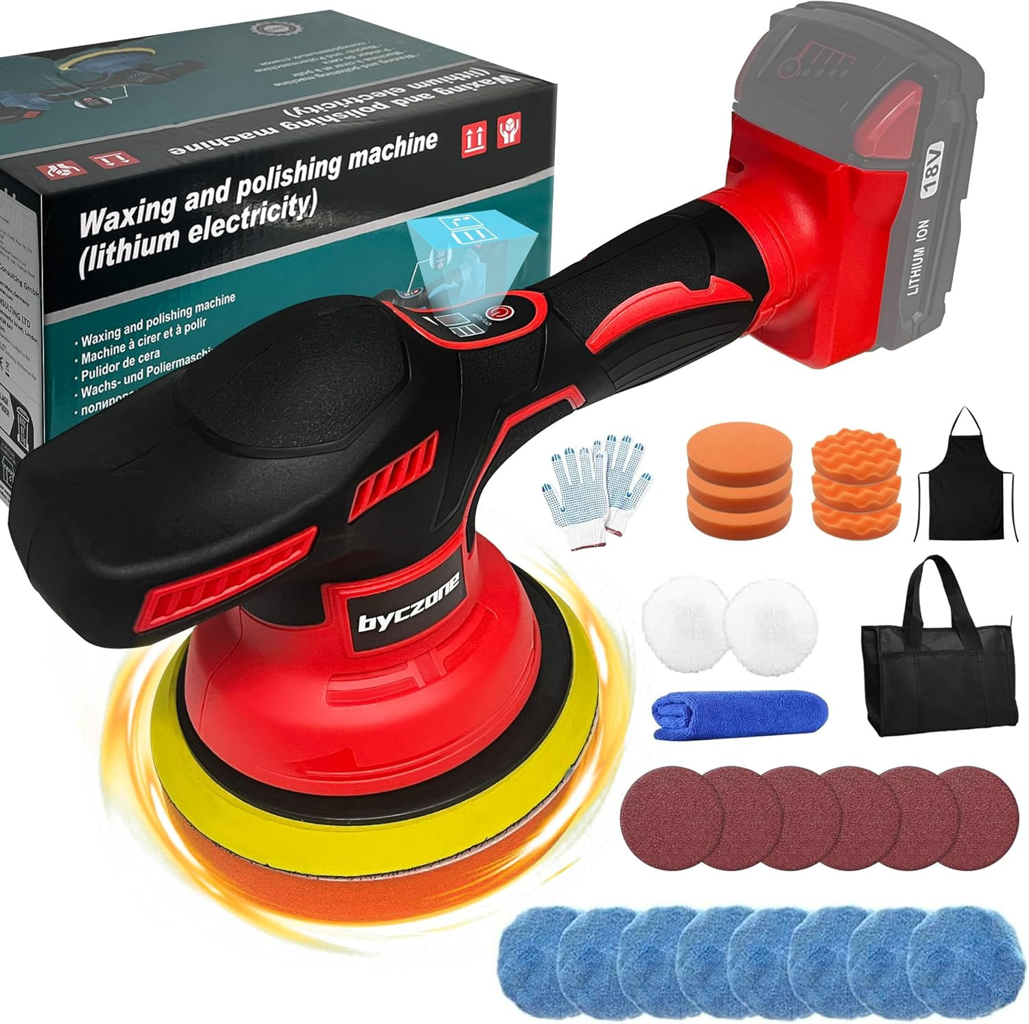 Cordless Car Buffer Polisher for Milwaukee 18V Battery, 6 Inch Portable Orbital