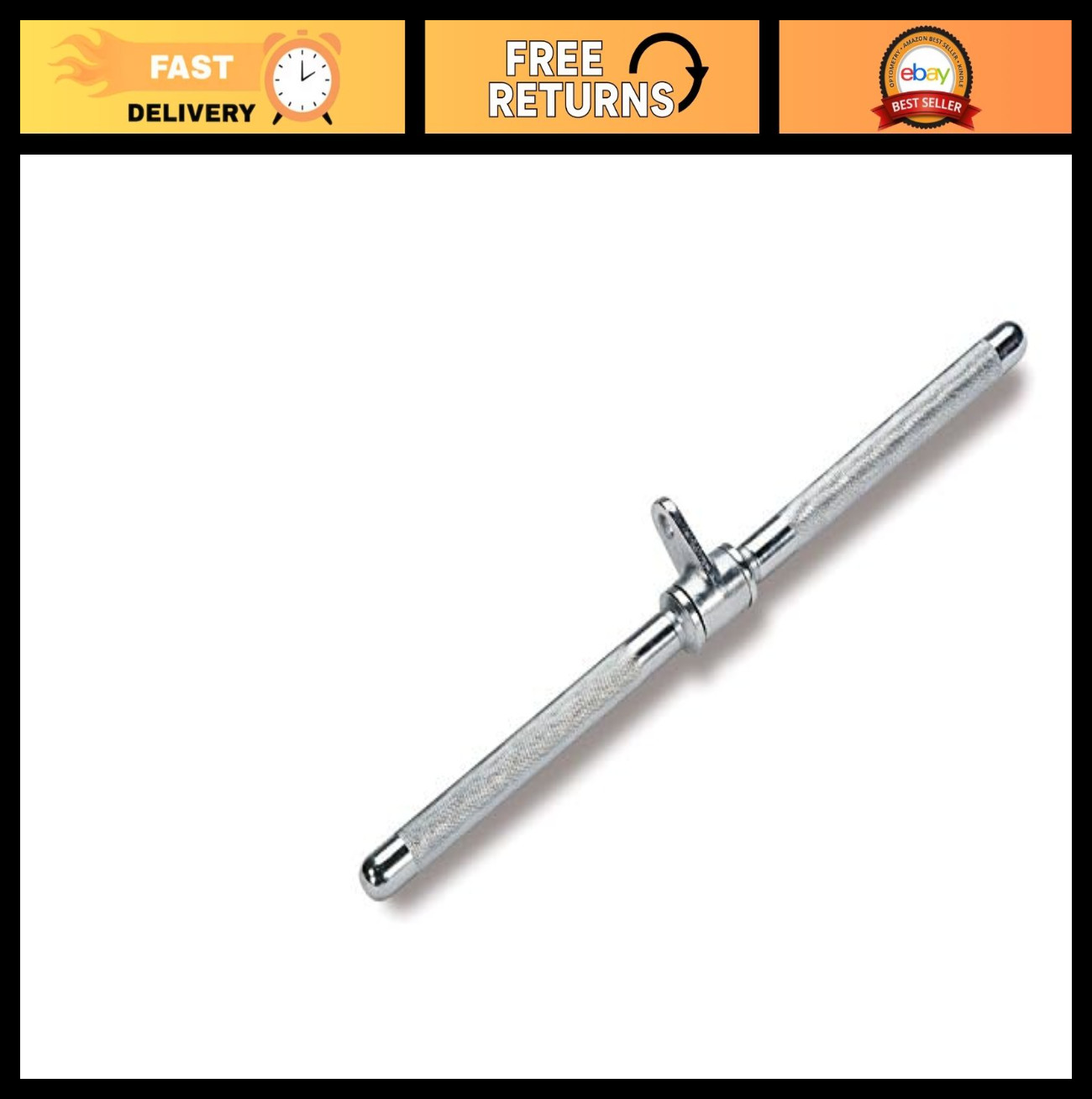 Heavy Duty Revolving Straight Bar - Solid Steel Cable Attachment for Gym & Home
