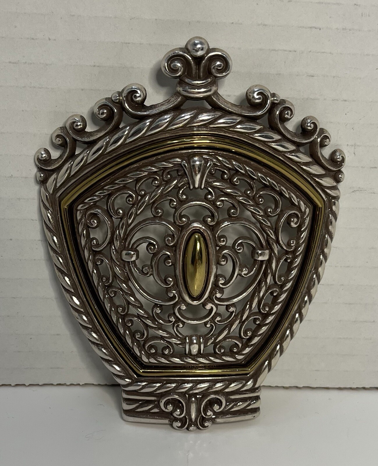 Brighton Night Light Royale Crest Plate Cover Only Silver and Gold Tone Metal