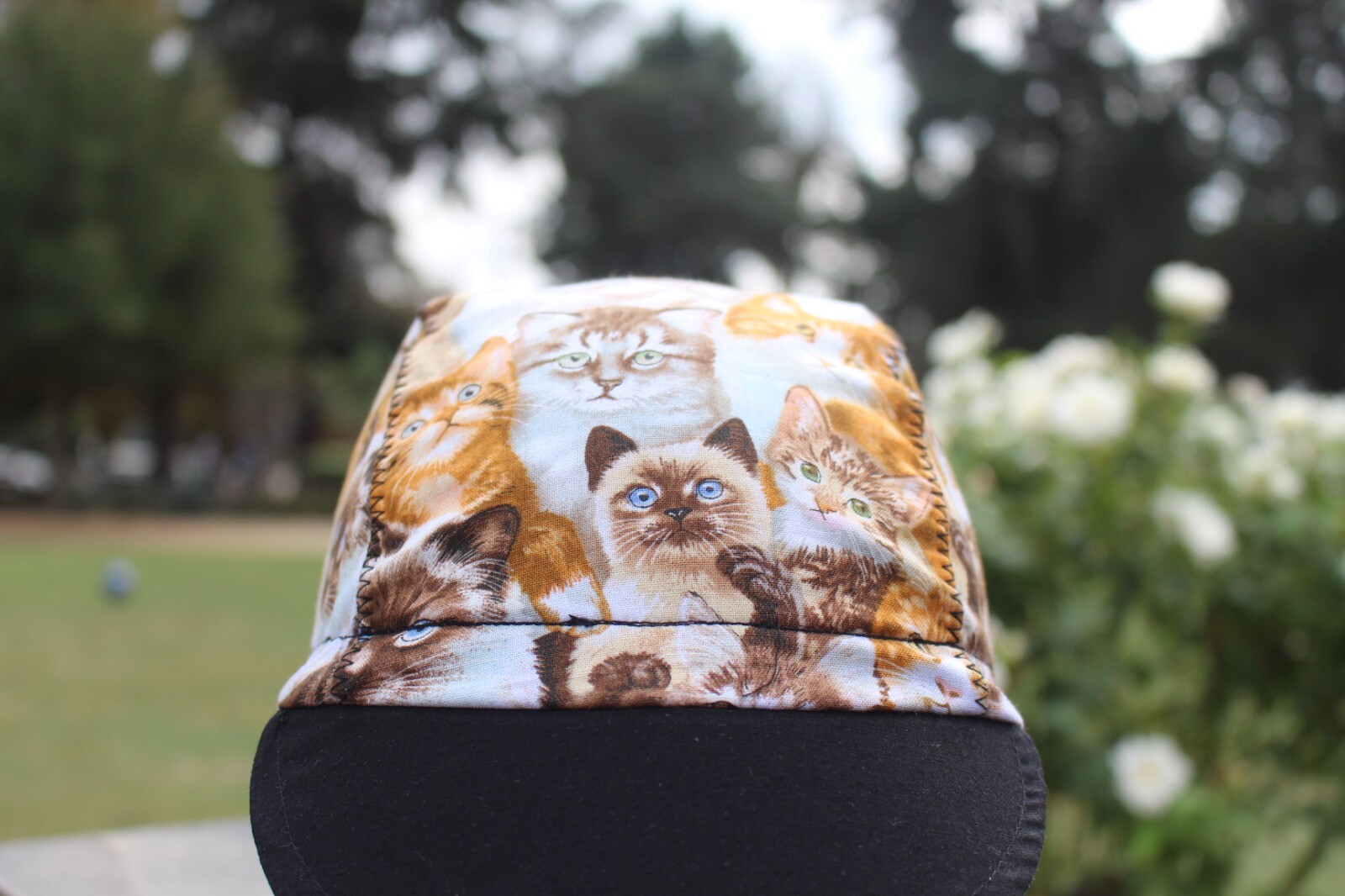 cycling cap beautiful cat handmade in USA