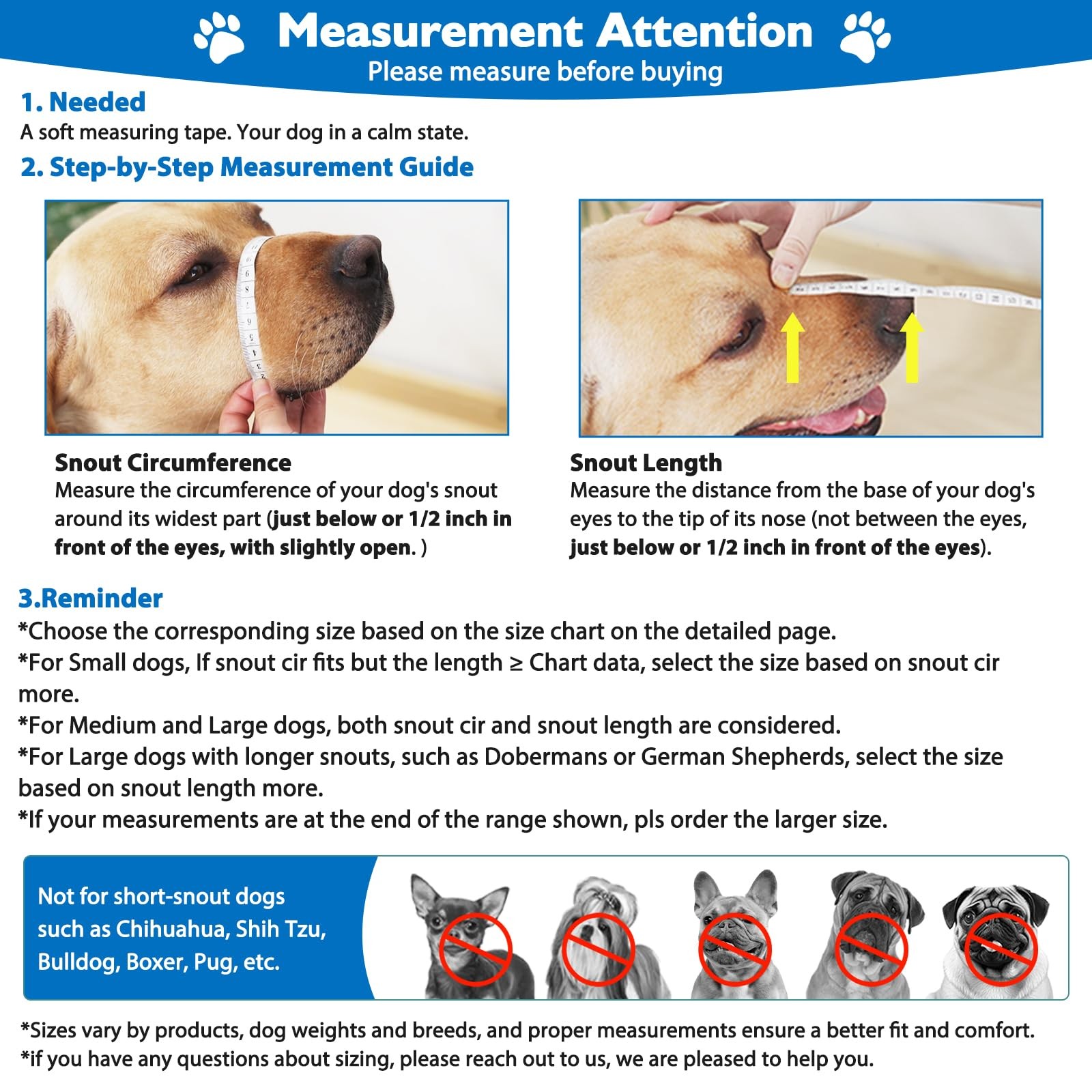 Dog Muzzle, Breathable Basket Muzzles for Small, Medium, Large and X-Large Ag...