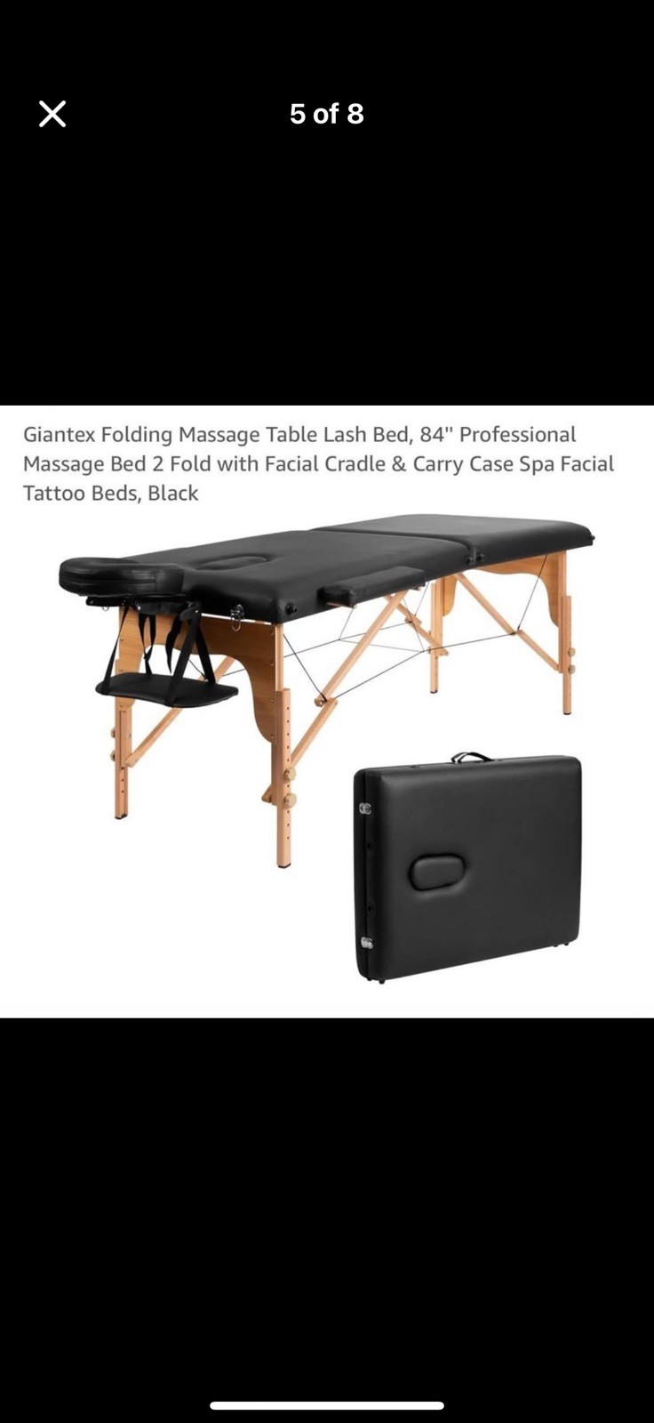Portable Folding Massage Table Basic Black With Head, Arm Rest