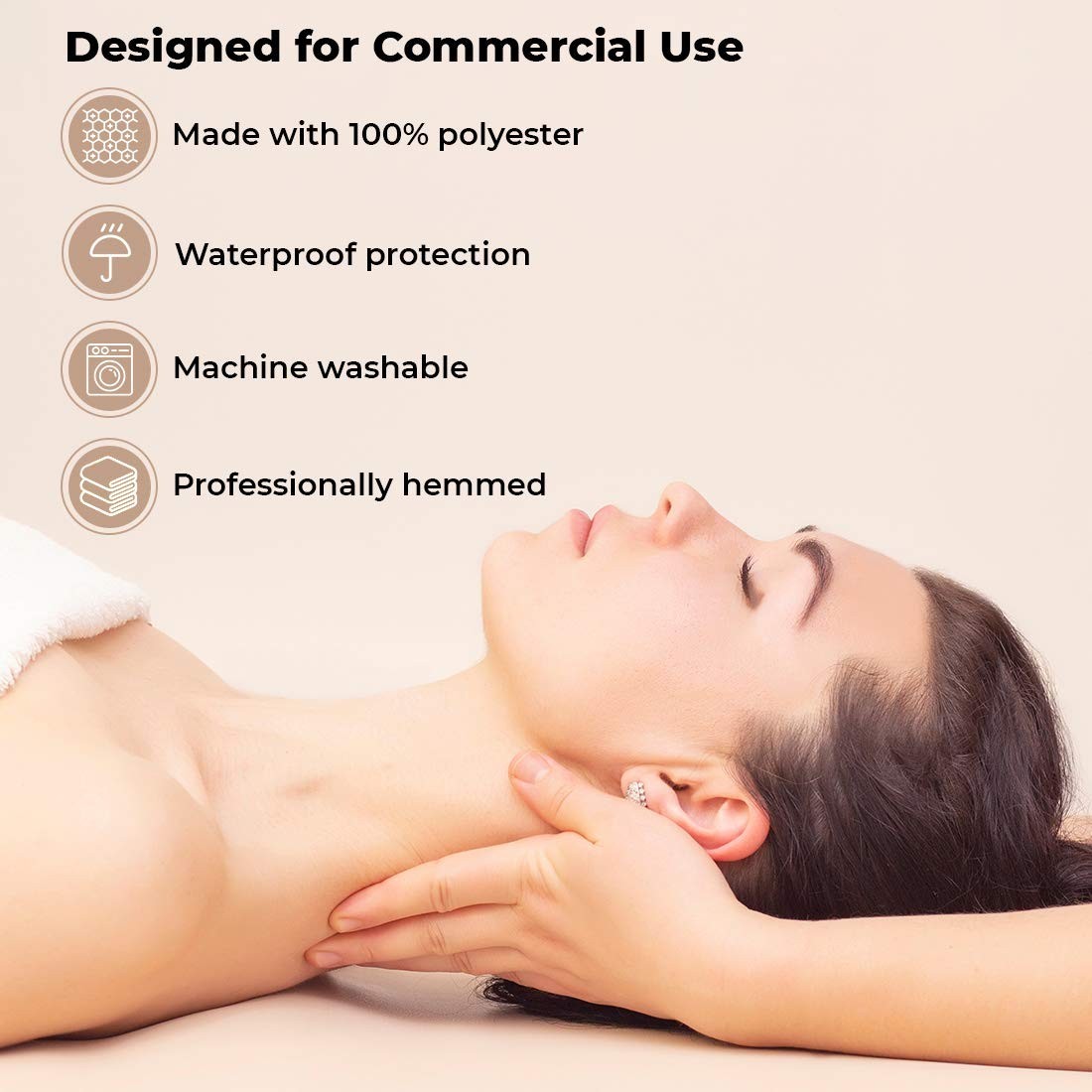 Natural Waterproof Massage Table Sheet Set - Machine Washable & Protective