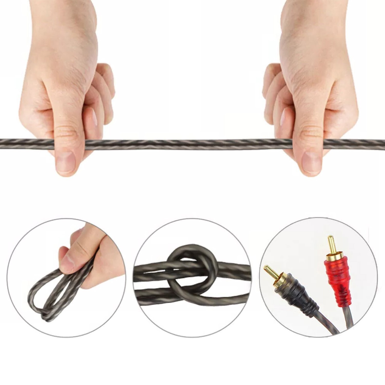 NEW 2PCS RCA Cables Channel Twisted 4Ft Car Audio Shielded Interconnect Amp Wire