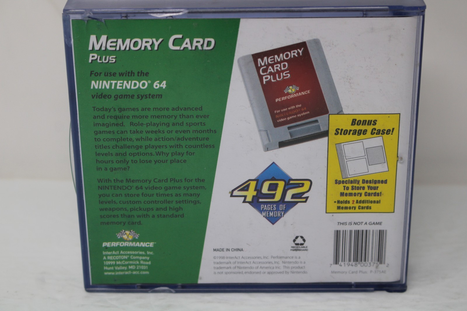N64 Nintendo 64 Performance Memory Card w/ Bonus Storage Case